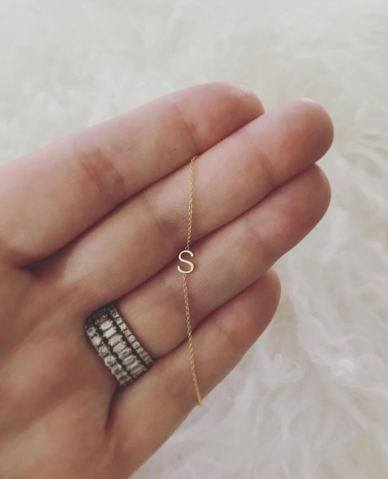 14k Gold Asymmetrical Letter Necklace - S