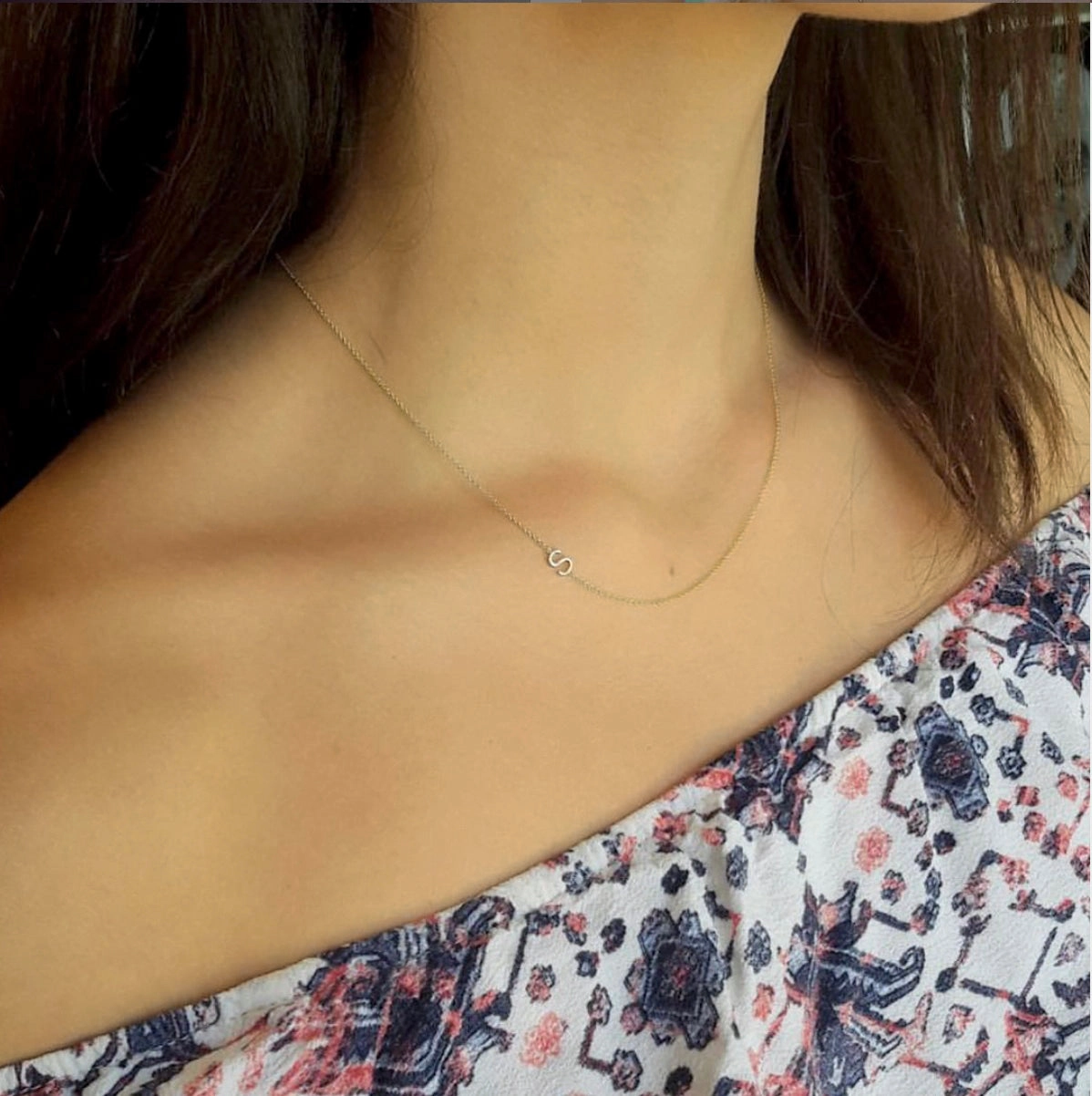 14k Gold Asymmetrical Letter Necklace - S