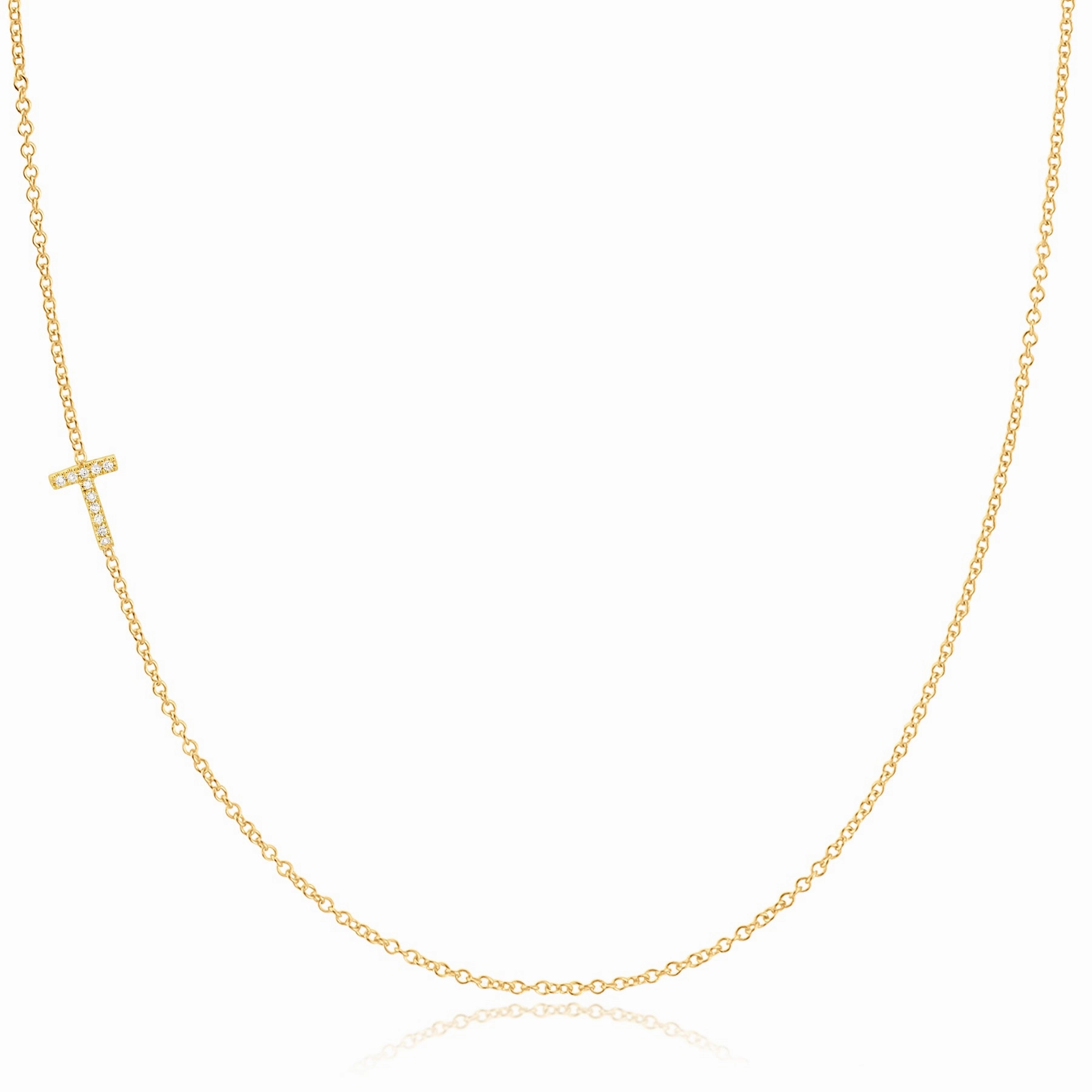 14k Gold Asymmetrical Letter Necklace - T