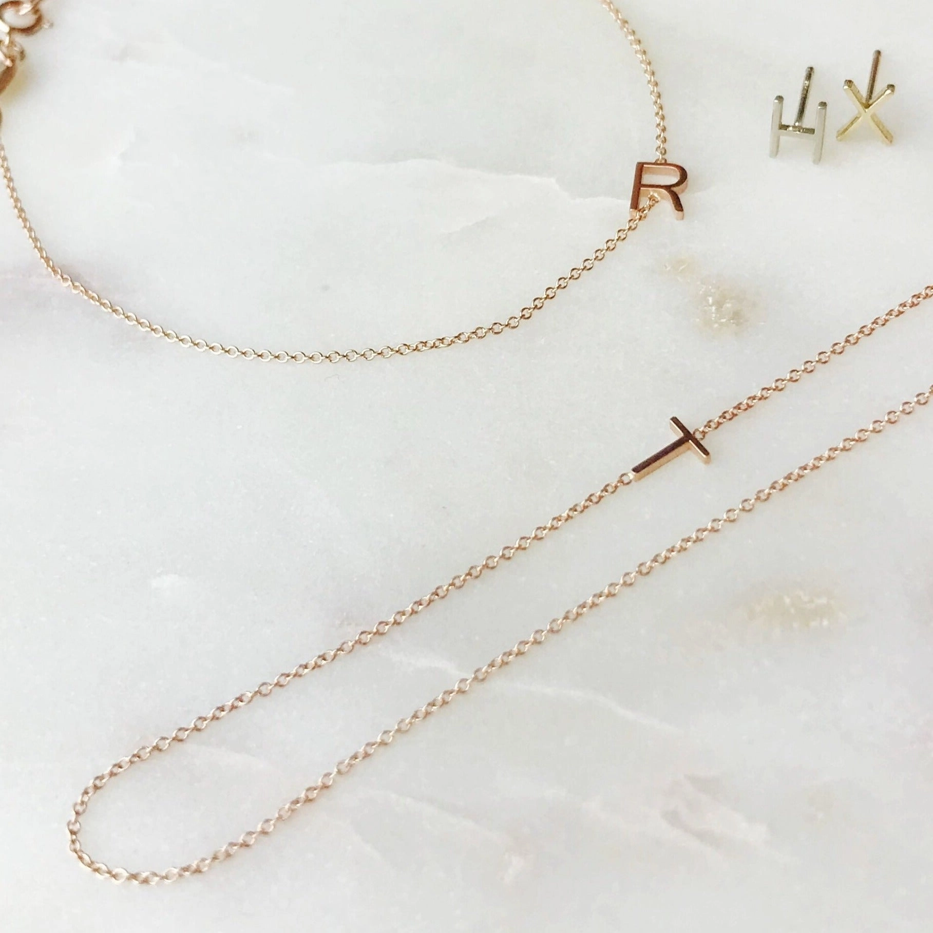 14k Gold Asymmetrical Letter Necklace - T