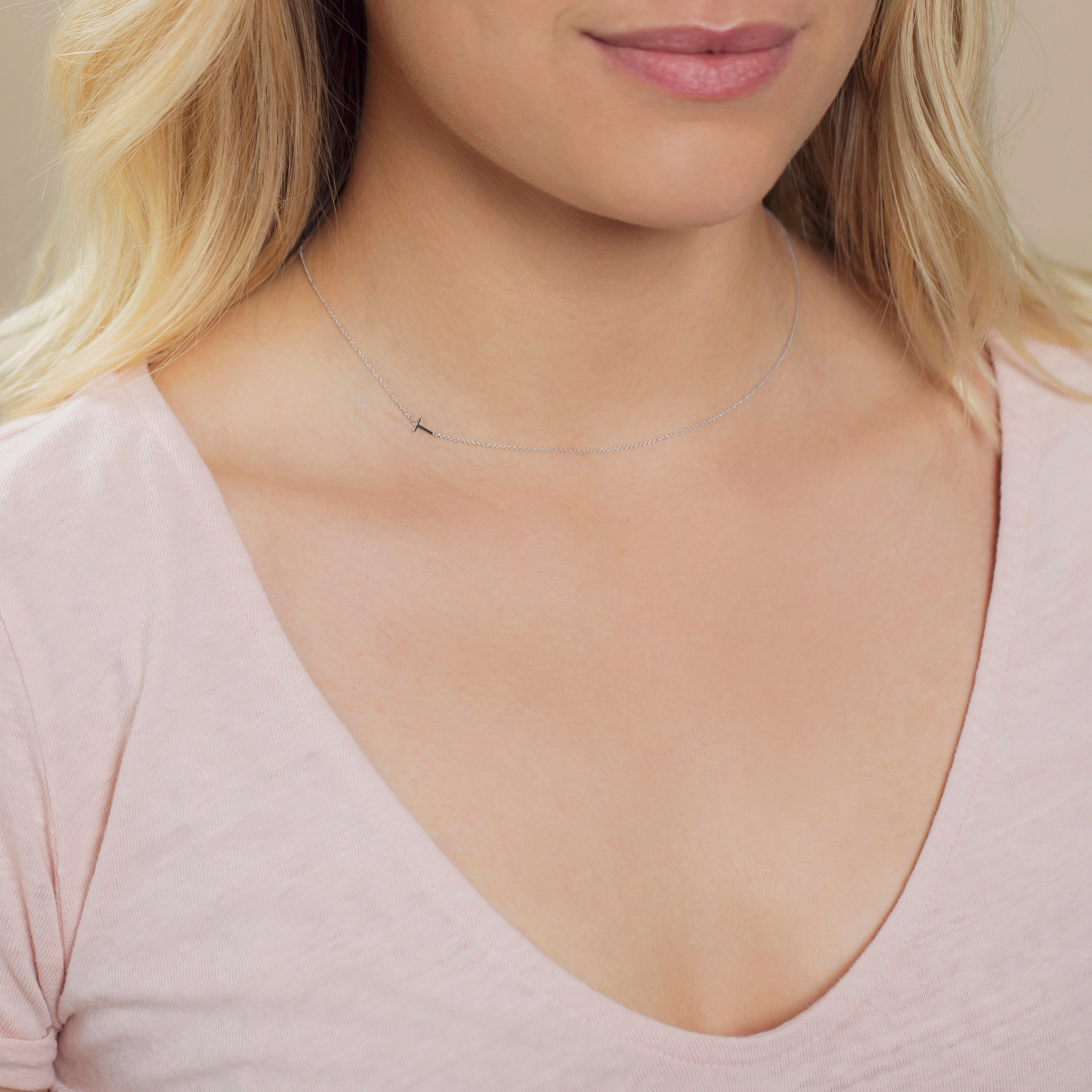 14k Gold Asymmetrical Letter Necklace - T