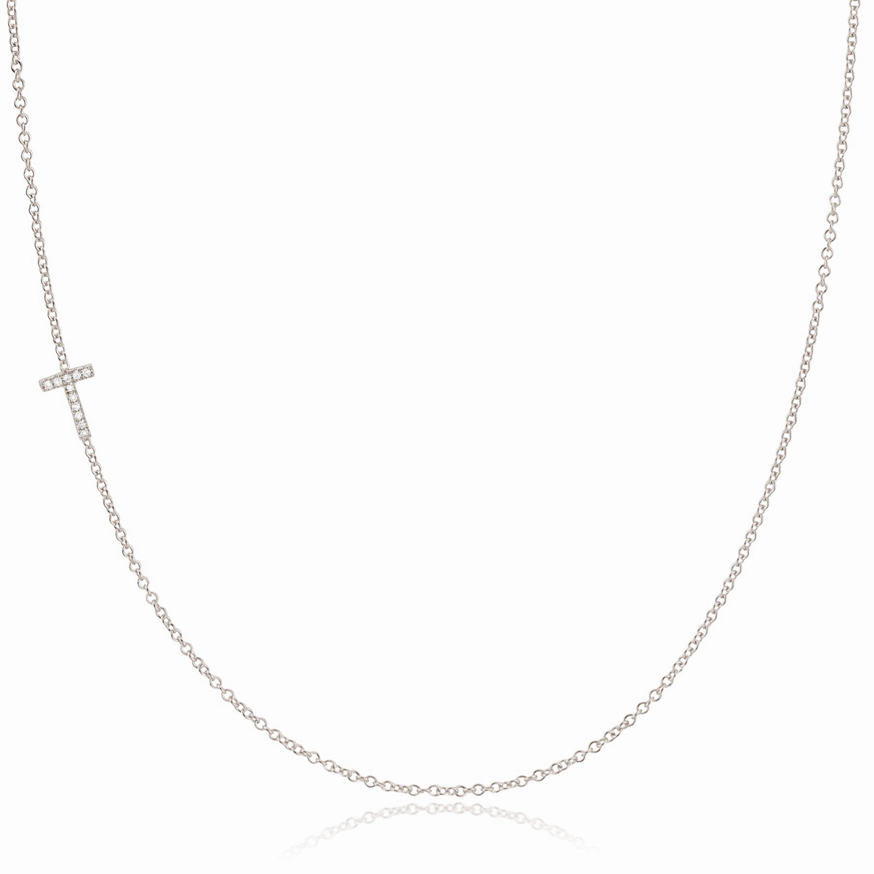 14k Gold Asymmetrical Letter Necklace - T