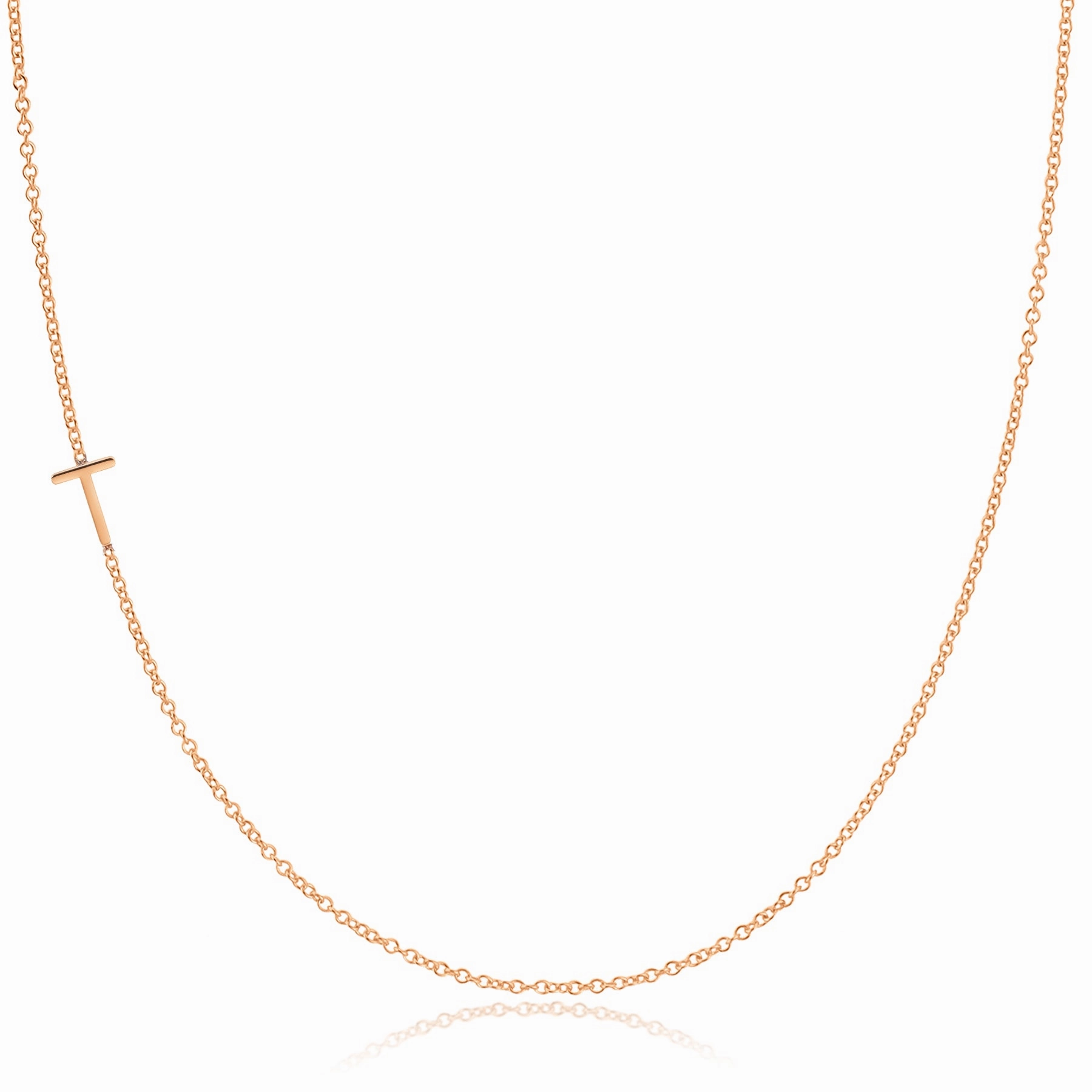 14k Gold Asymmetrical Letter Necklace - T