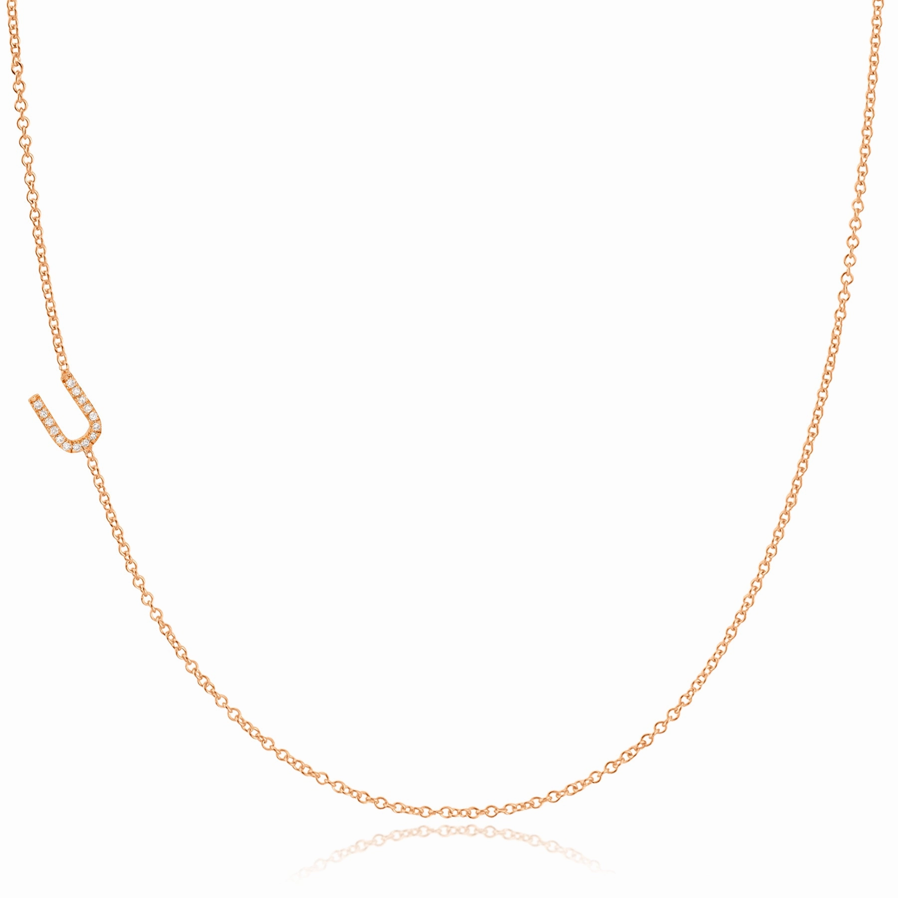 14k Gold Asymmetrical Letter Necklace - U