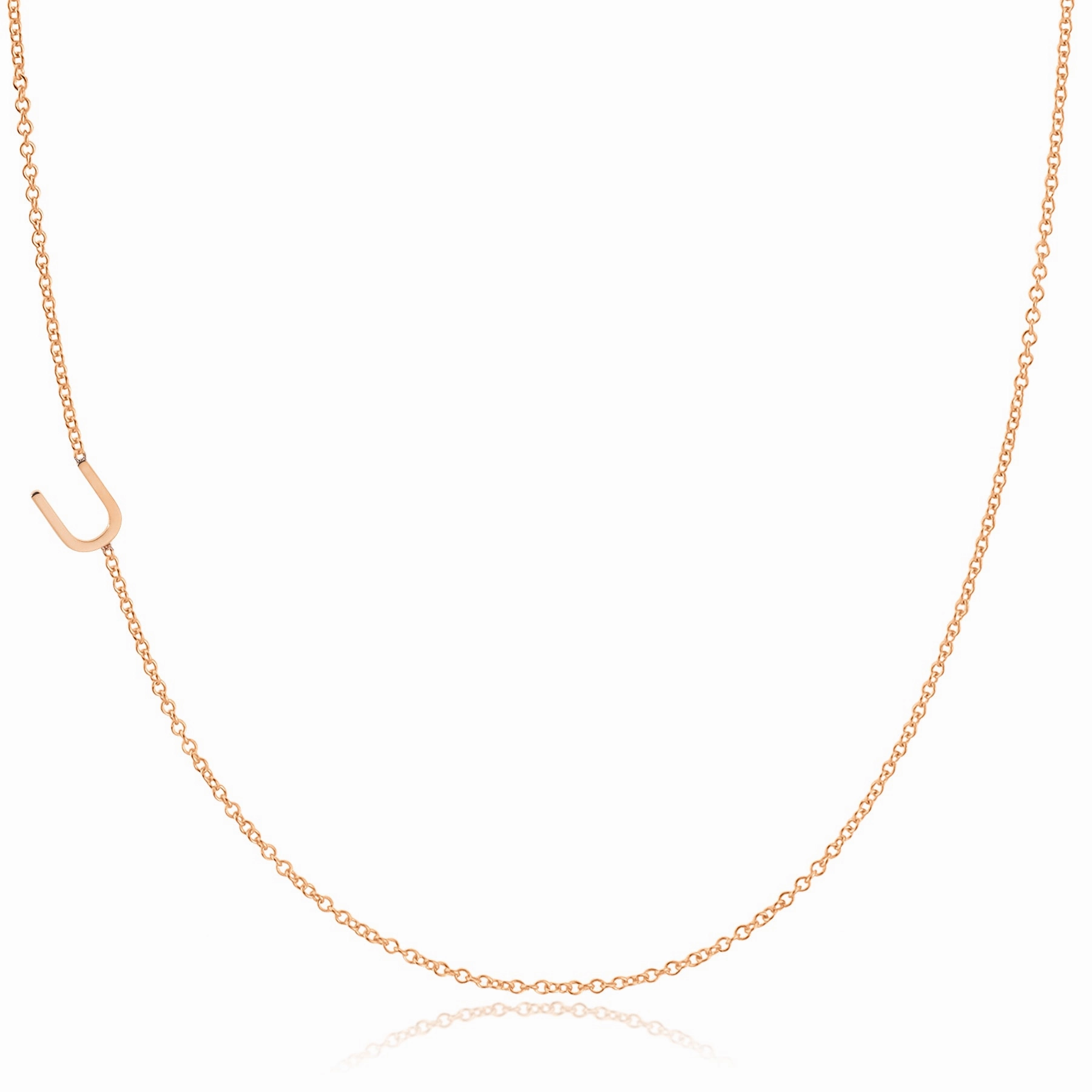 14k Gold Asymmetrical Letter Necklace - U