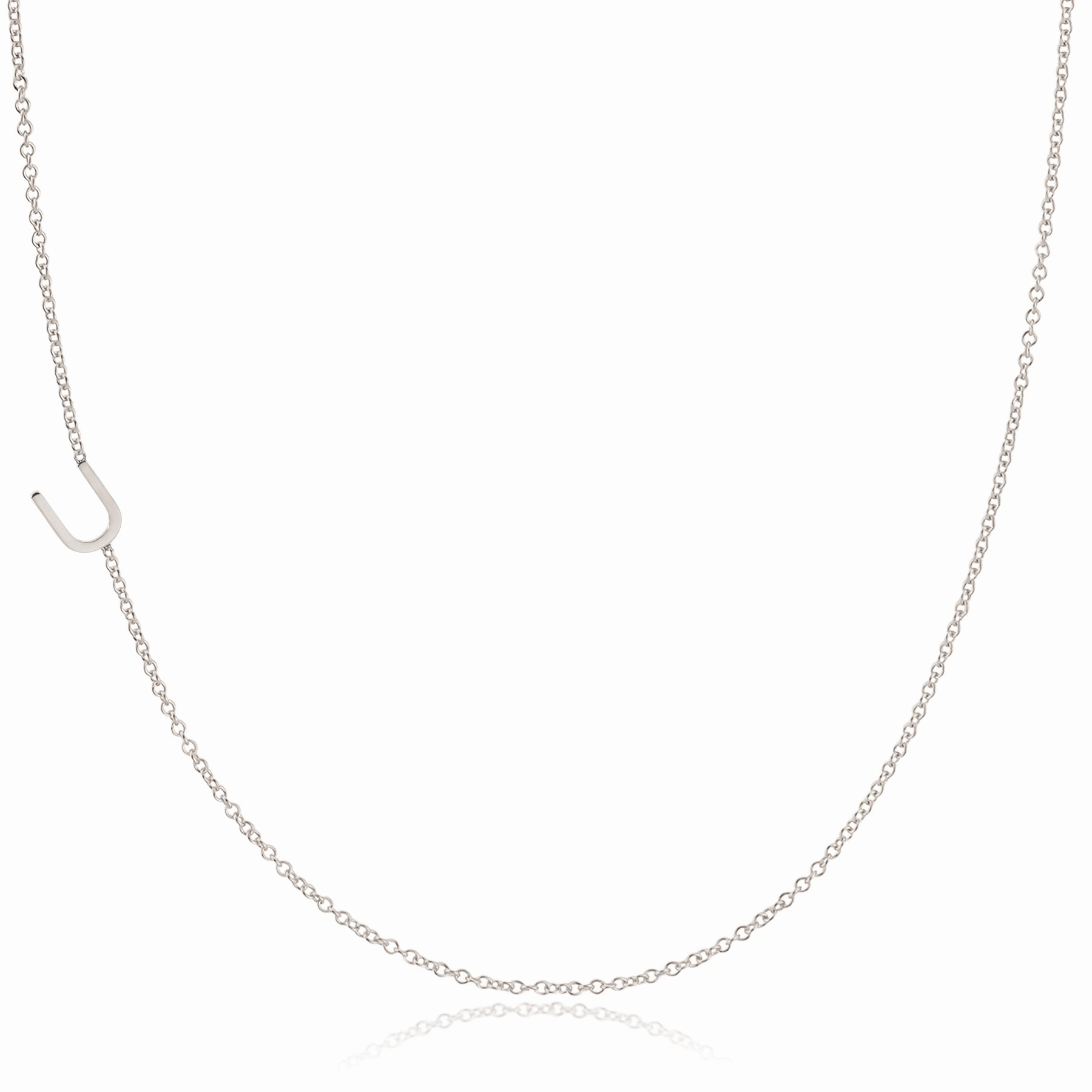 14k Gold Asymmetrical Letter Necklace - U