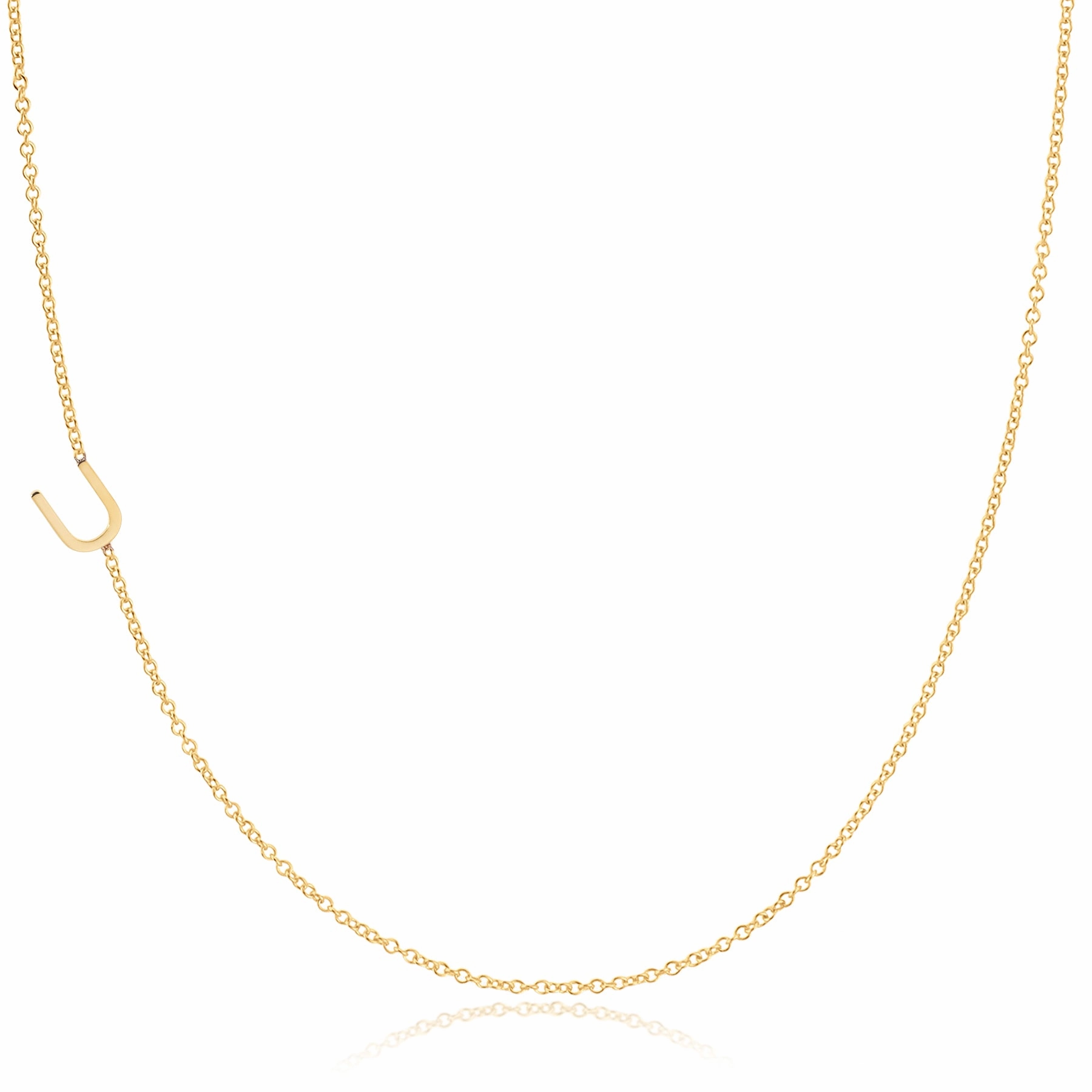14k Gold Asymmetrical Letter Necklace - U
