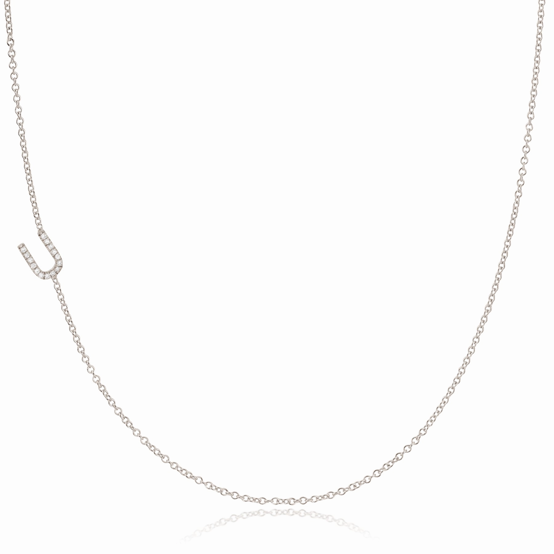 14k Gold Asymmetrical Letter Necklace - U