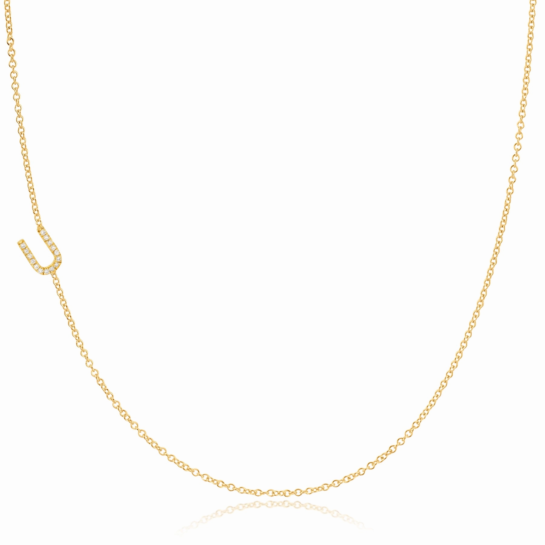 14k Gold Asymmetrical Letter Necklace - U