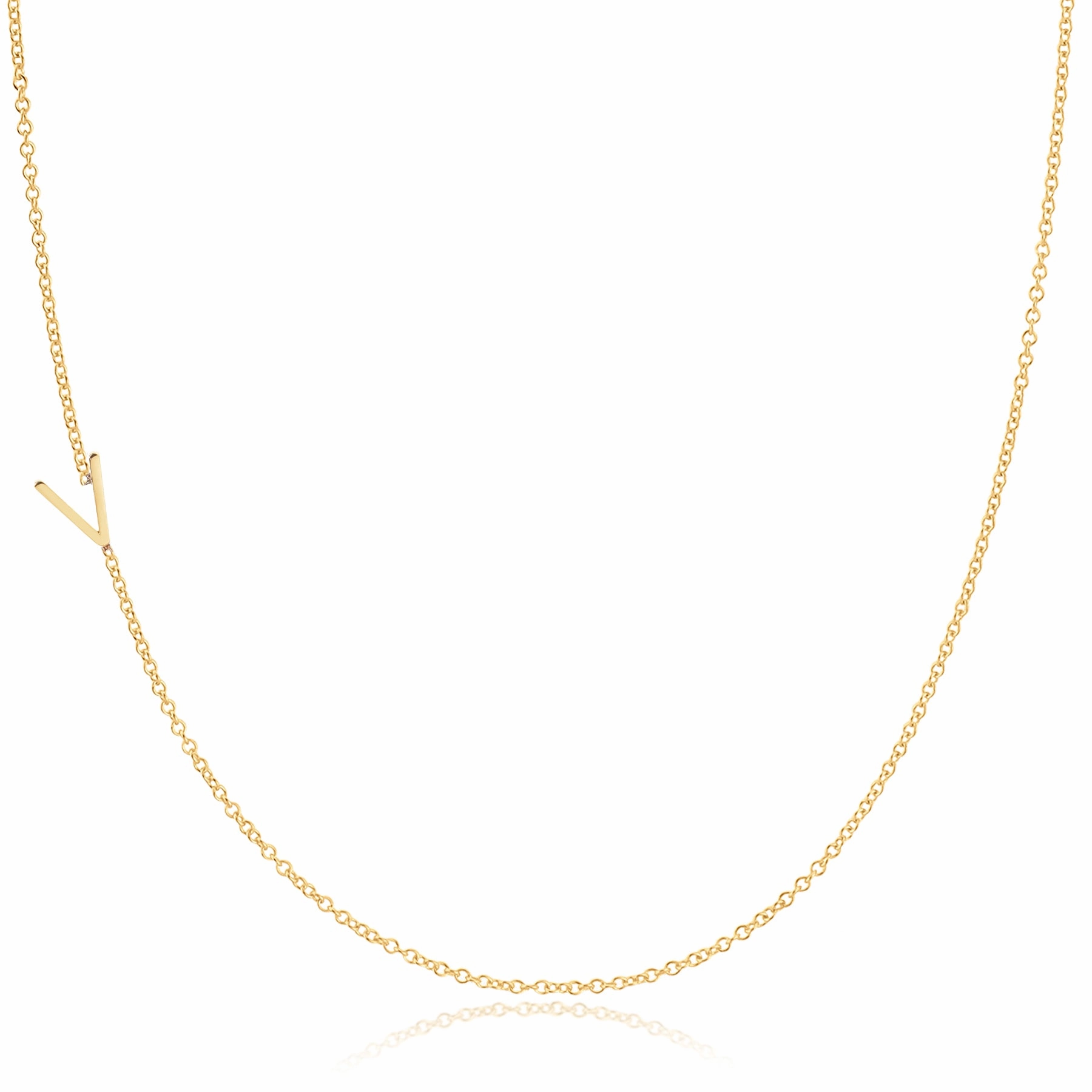 14k Gold Asymmetrical Letter Necklace - V