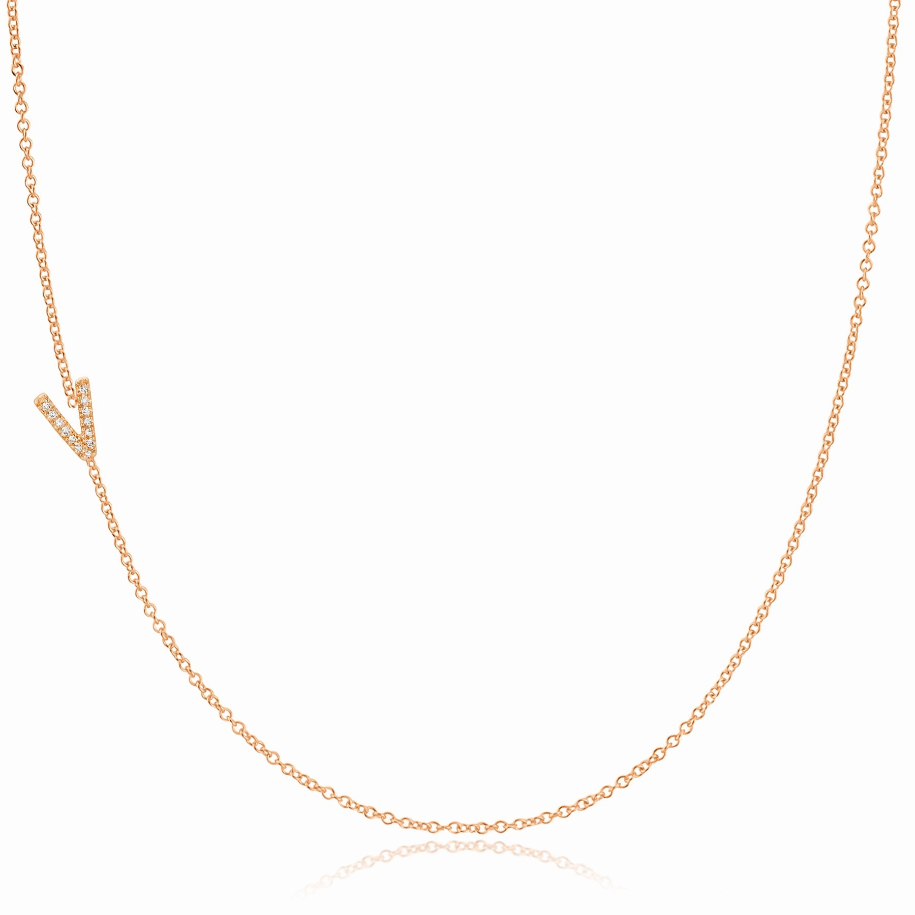 14k Gold Asymmetrical Letter Necklace - V