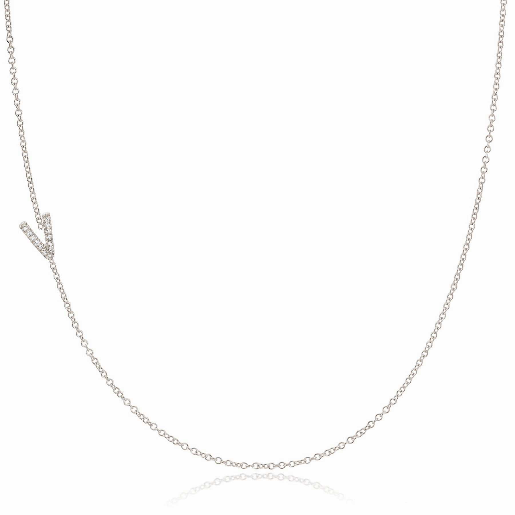 14k Gold Asymmetrical Letter Necklace - V