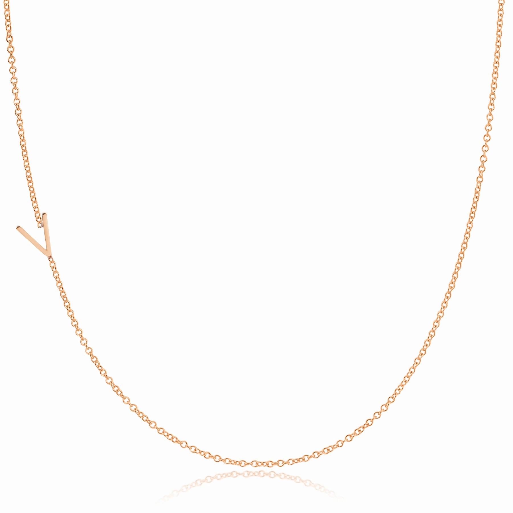 14k Gold Asymmetrical Letter Necklace - V