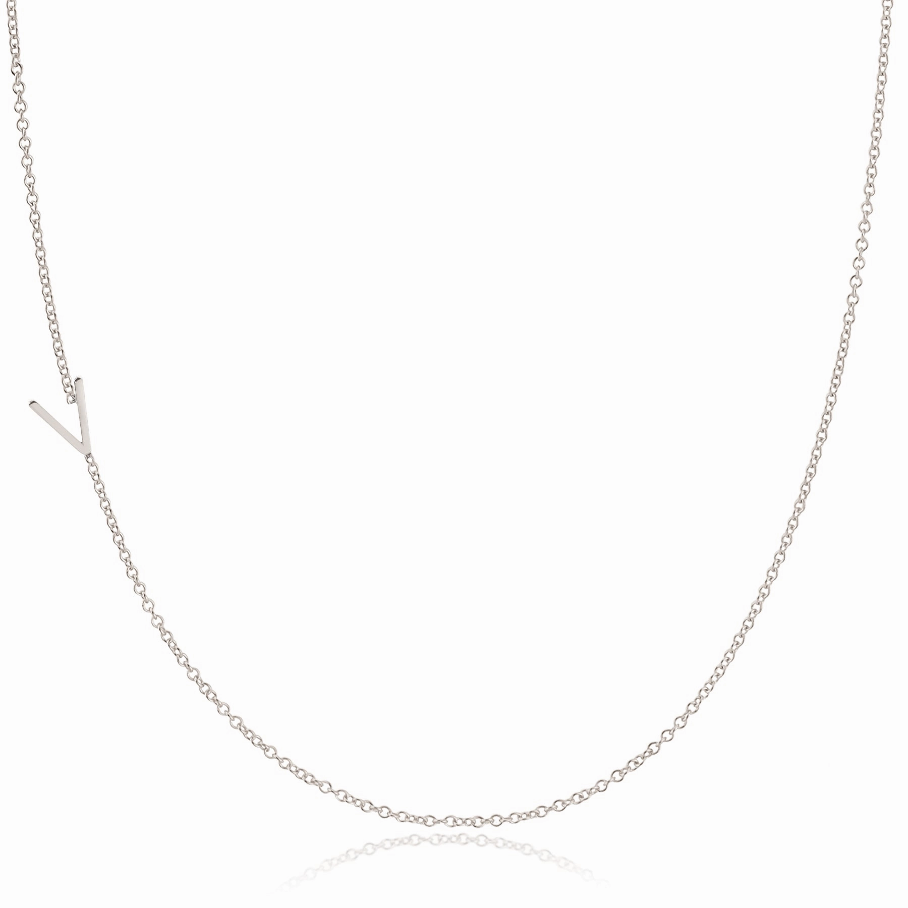 14k Gold Asymmetrical Letter Necklace - V