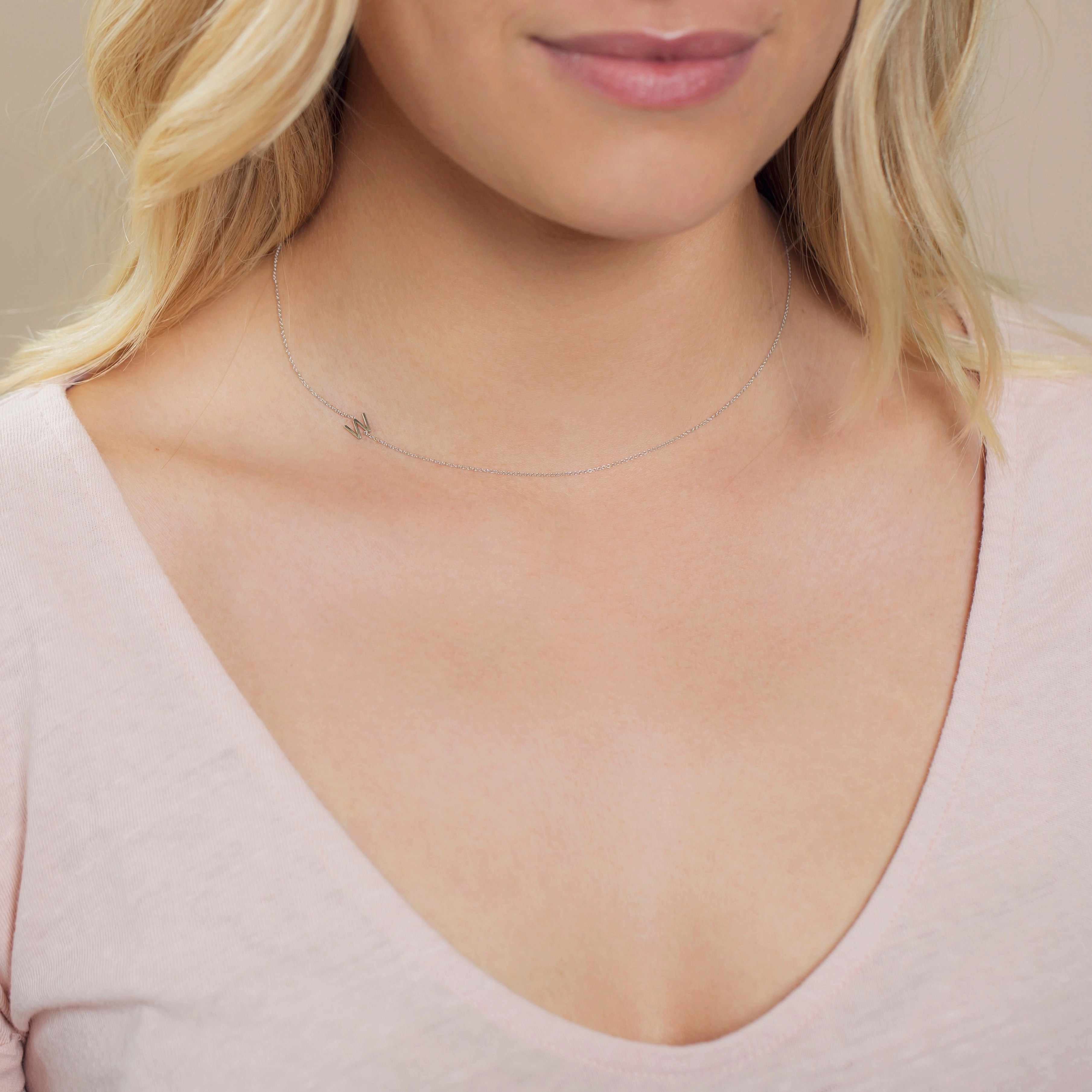 14k Gold Asymmetrical Letter Necklace - W