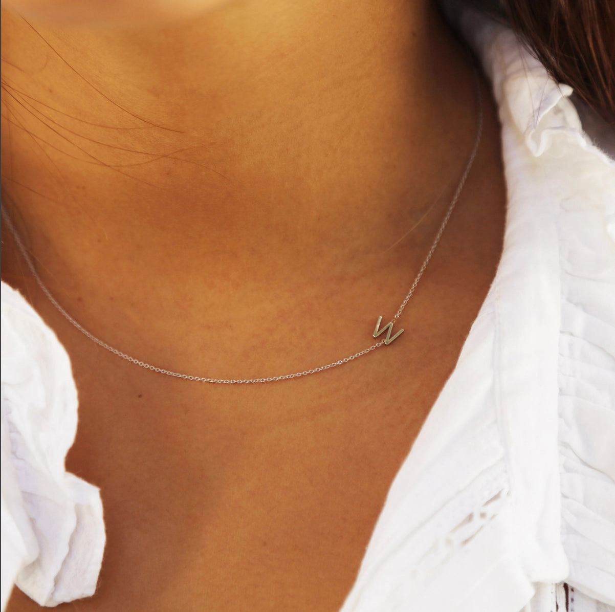 14k Gold Asymmetrical Letter Necklace - W