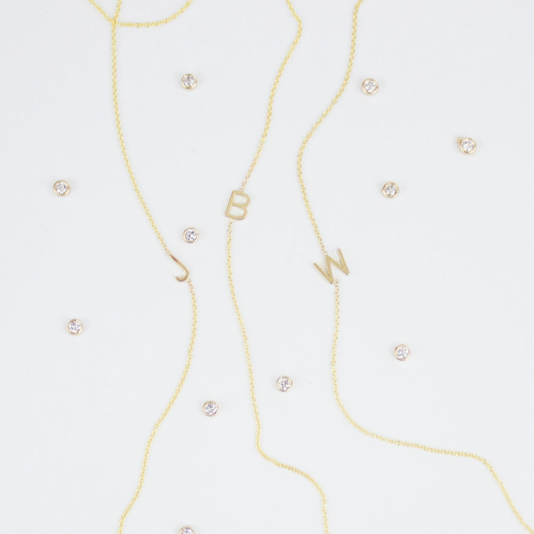 14k Gold Asymmetrical Letter Necklace - W