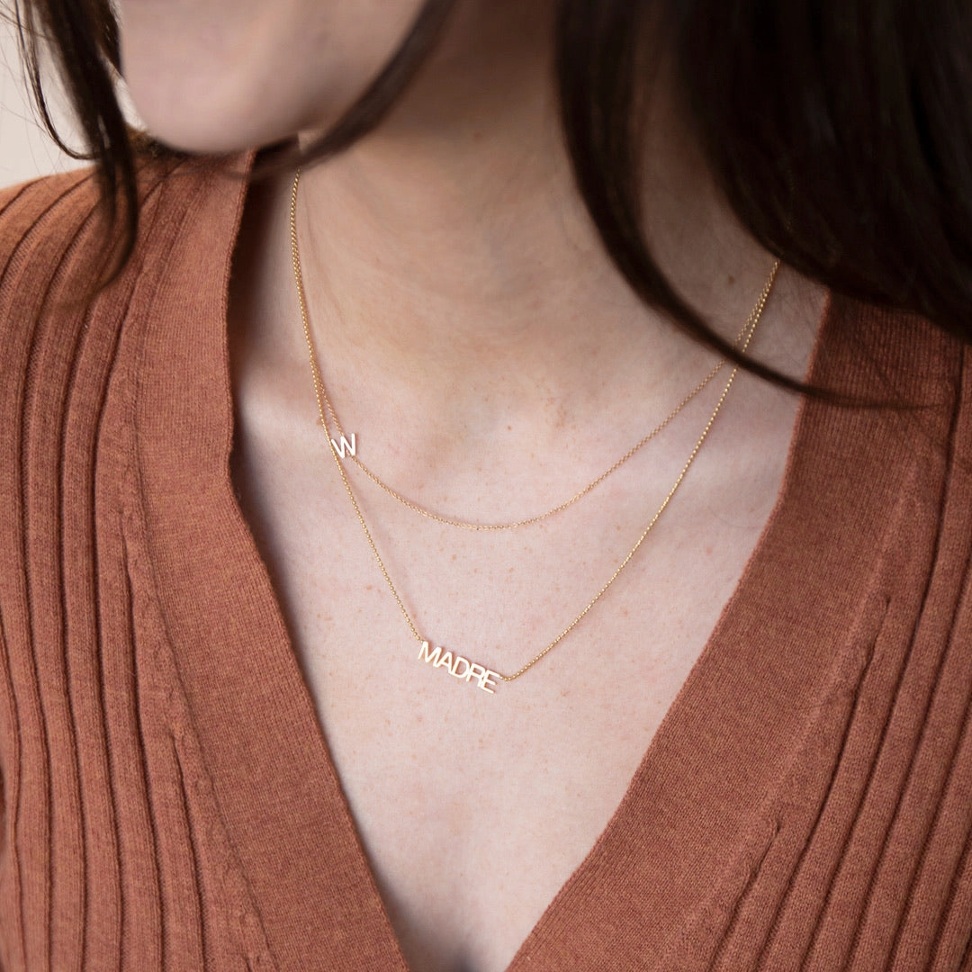 14k Gold Asymmetrical Letter Necklace - W