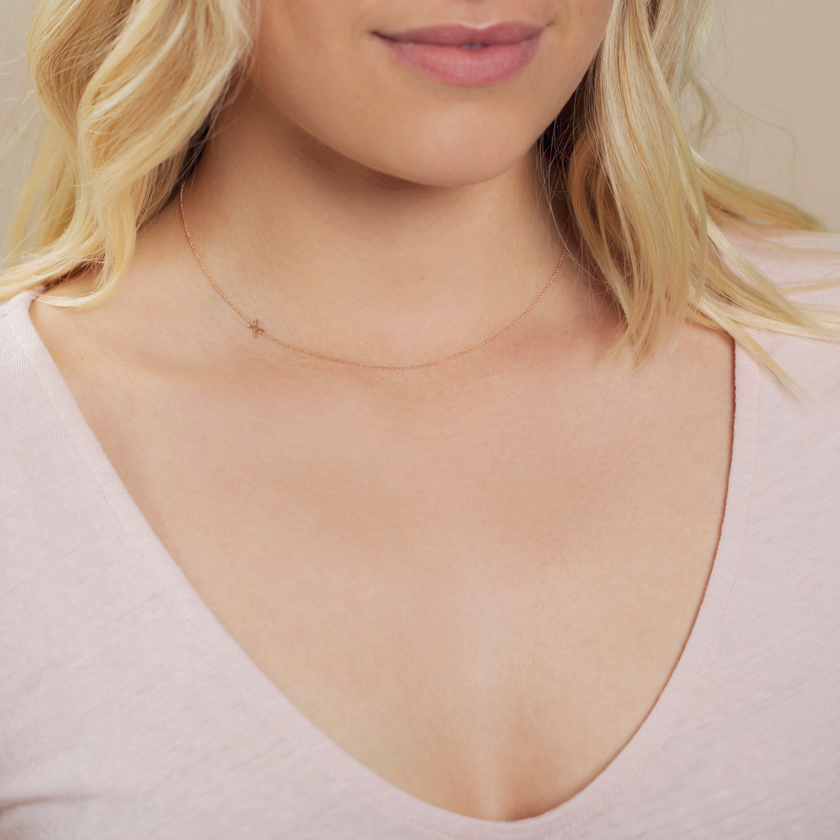 14k Gold Asymmetrical Letter Necklace - X