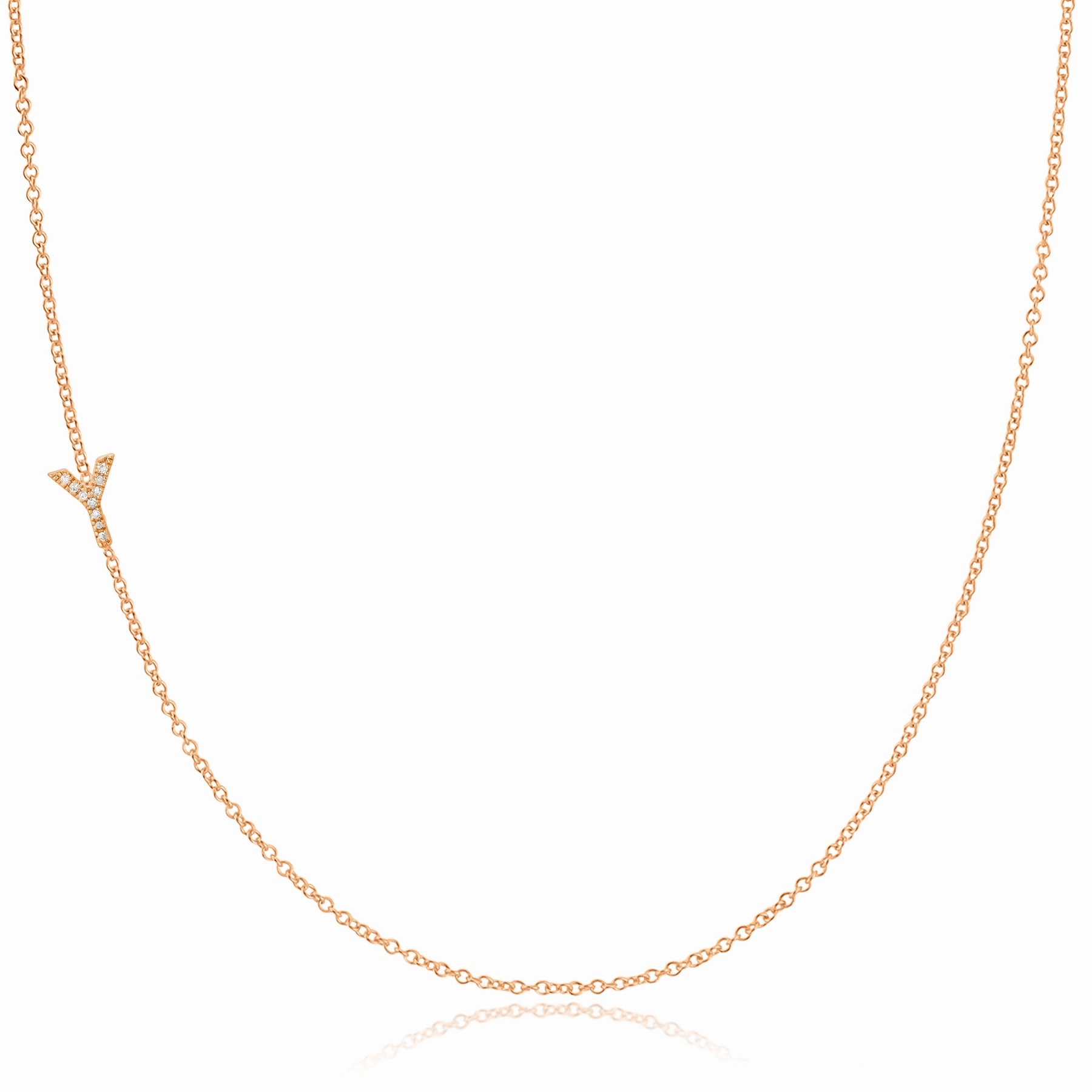 14k Gold Asymmetrical Letter Necklace - Y