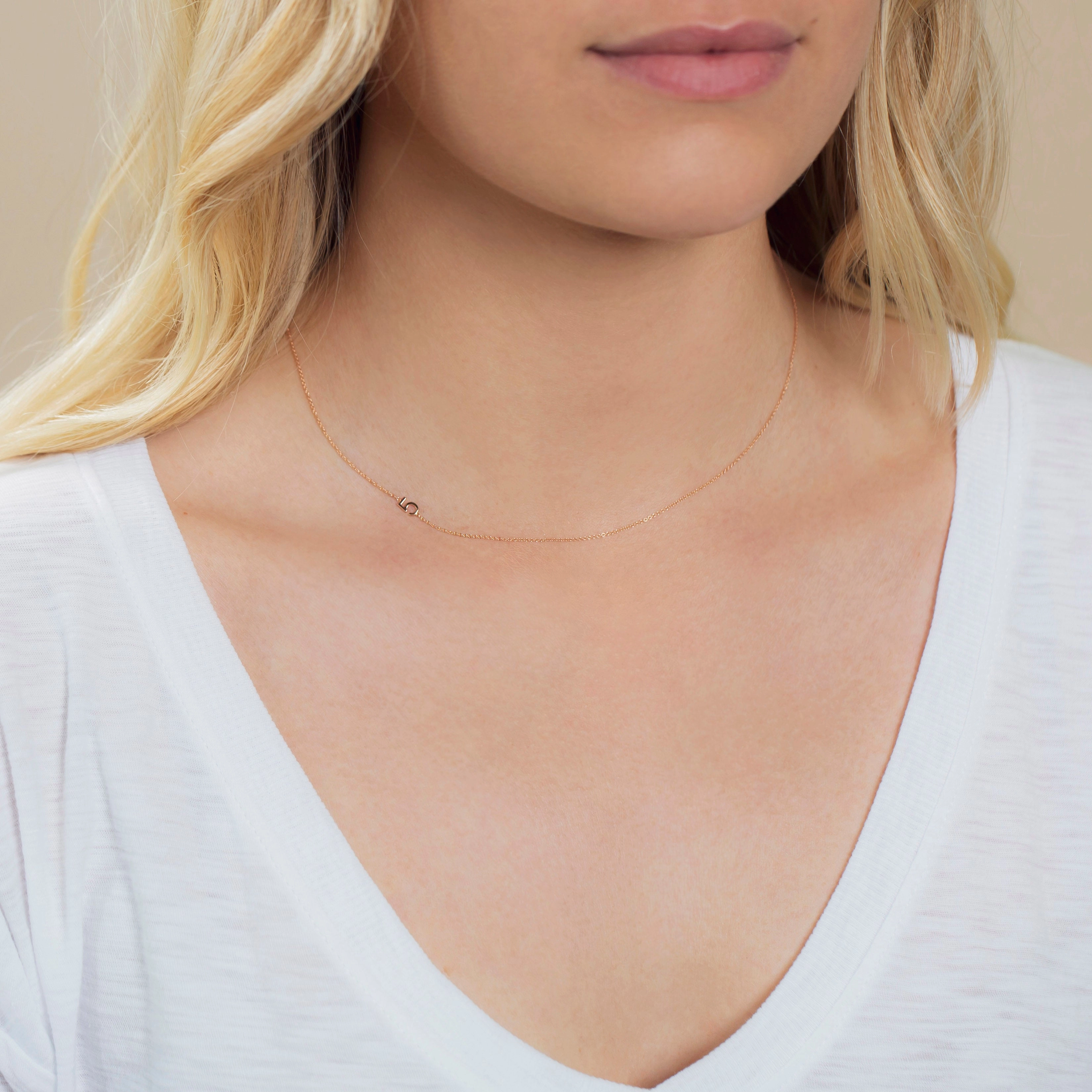 14k Gold Asymmetrical Number Necklace - 5