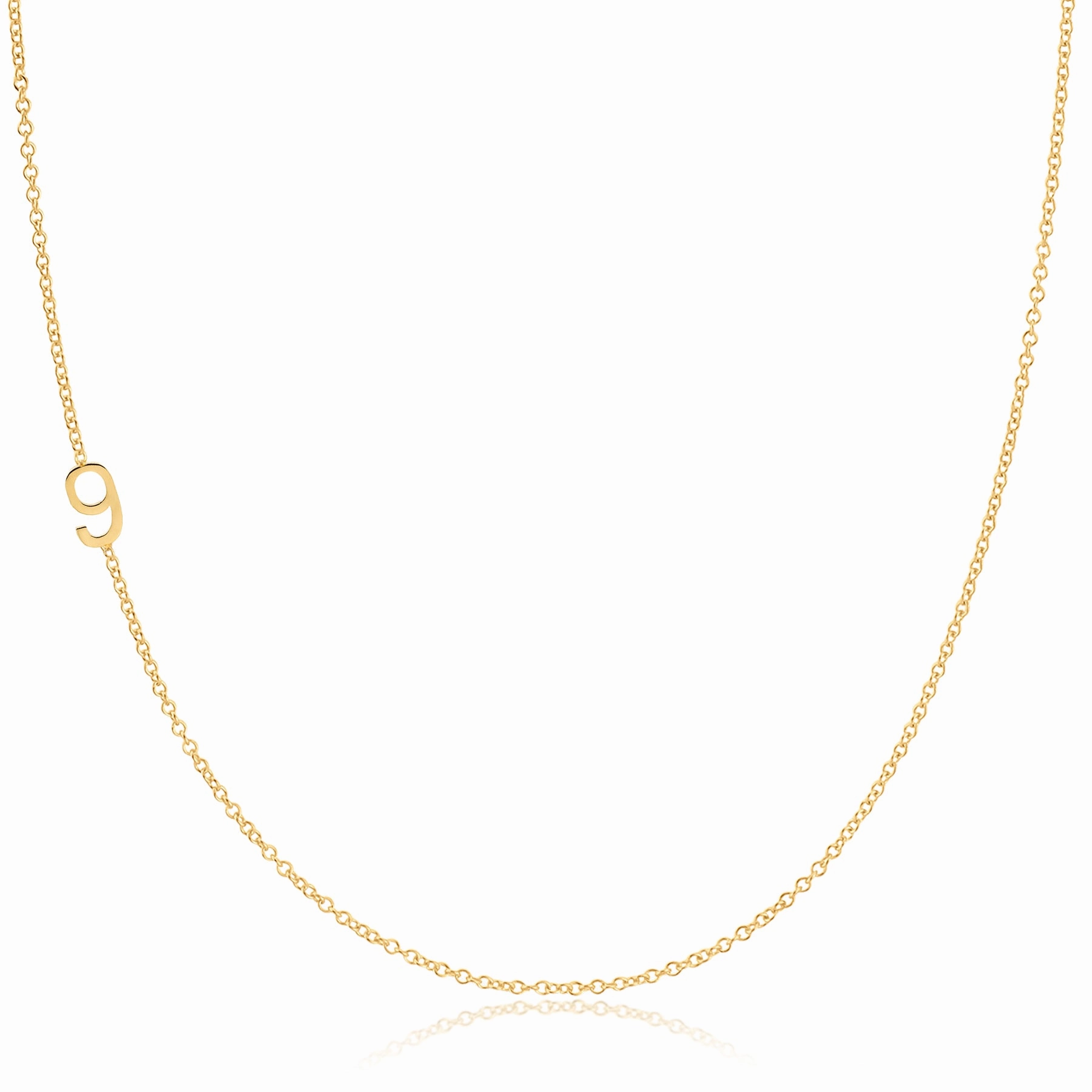14k Gold Asymmetrical Number Necklace - 9