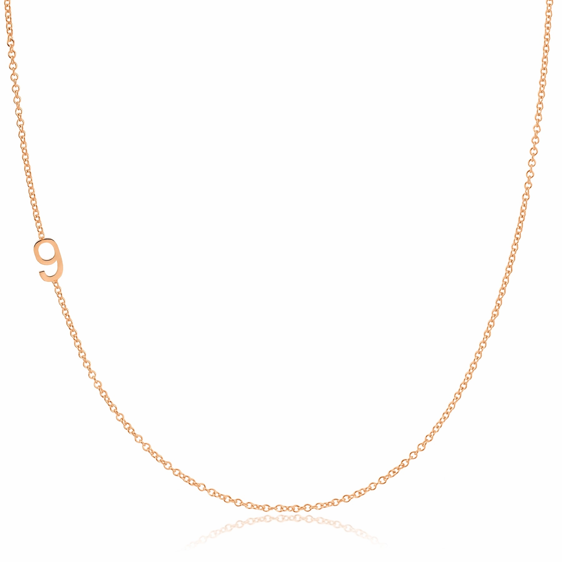 14k Gold Asymmetrical Number Necklace - 9