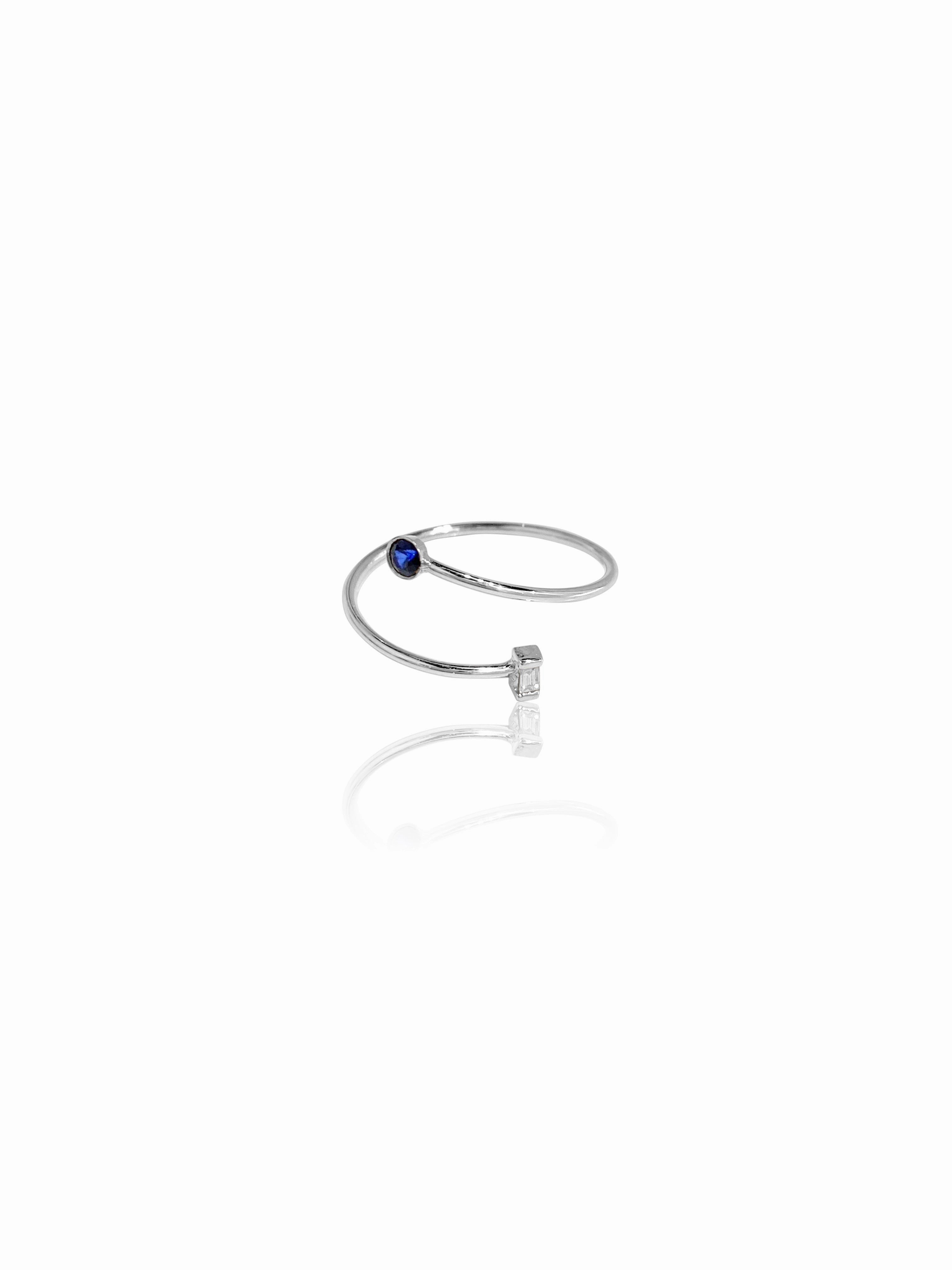 14K Gold Baguette Diamond & Bezel Coil Ring