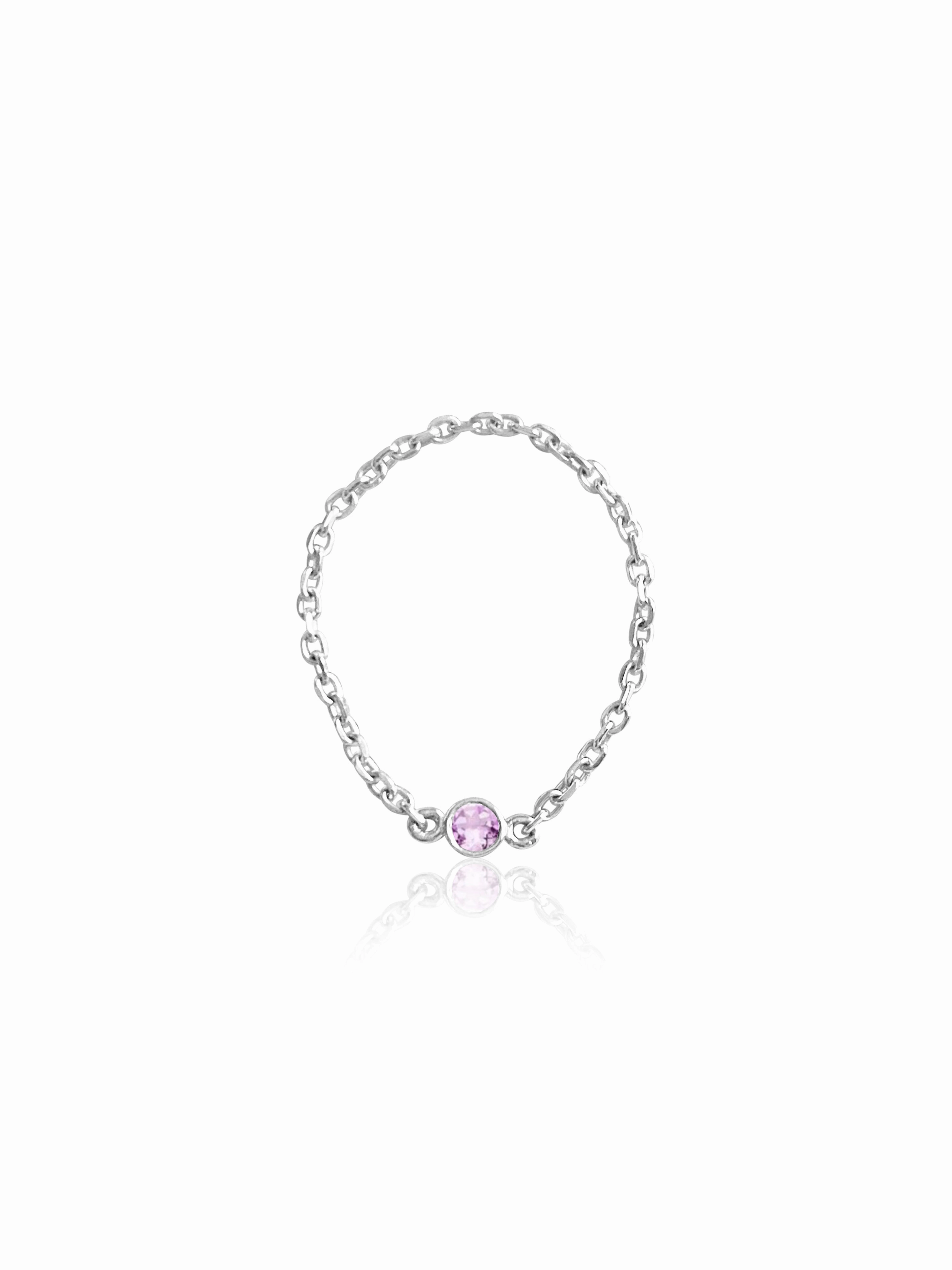14K Gold Birthstone Soft Chain Ring
