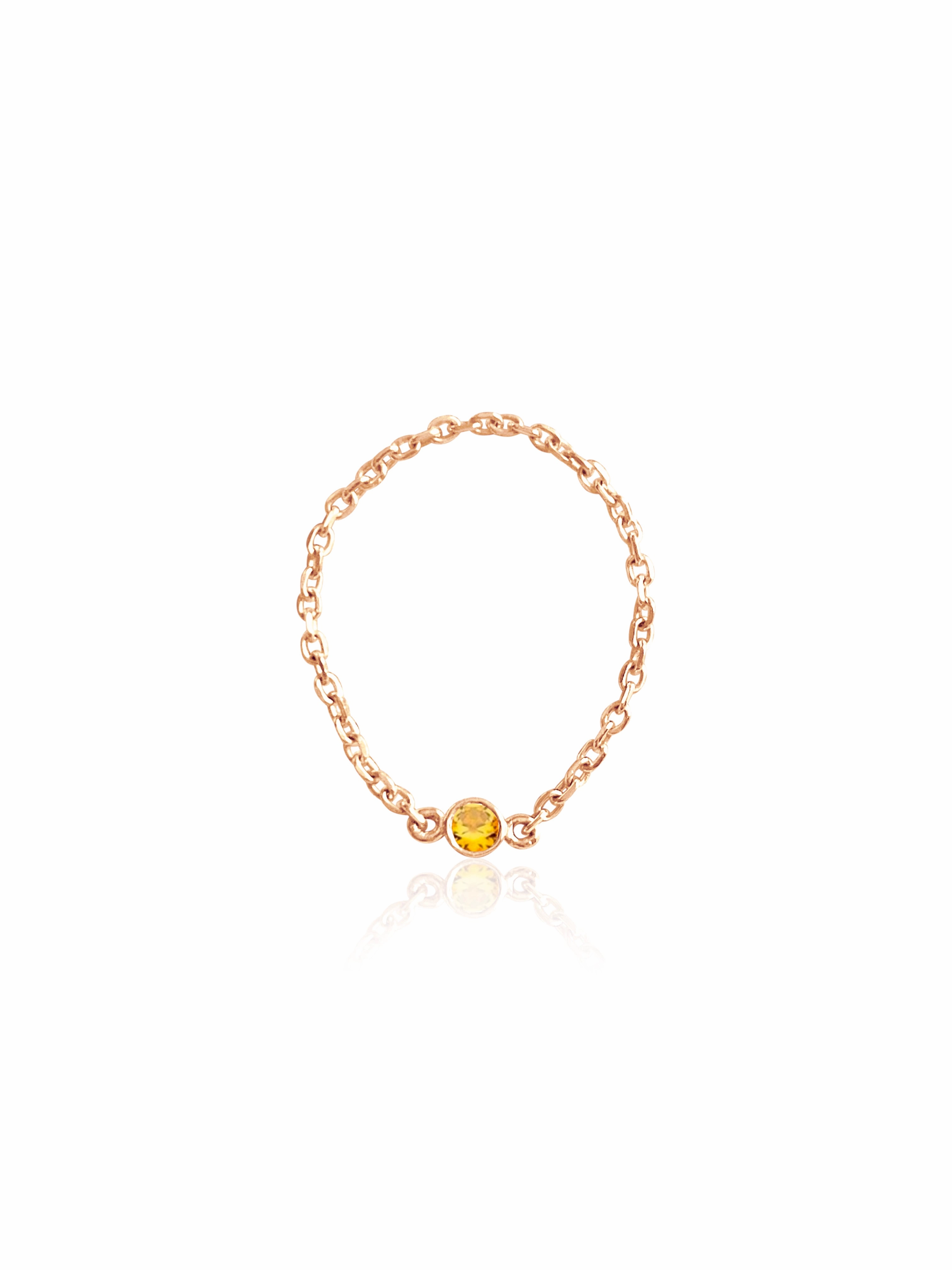 14K Gold Birthstone Soft Chain Ring