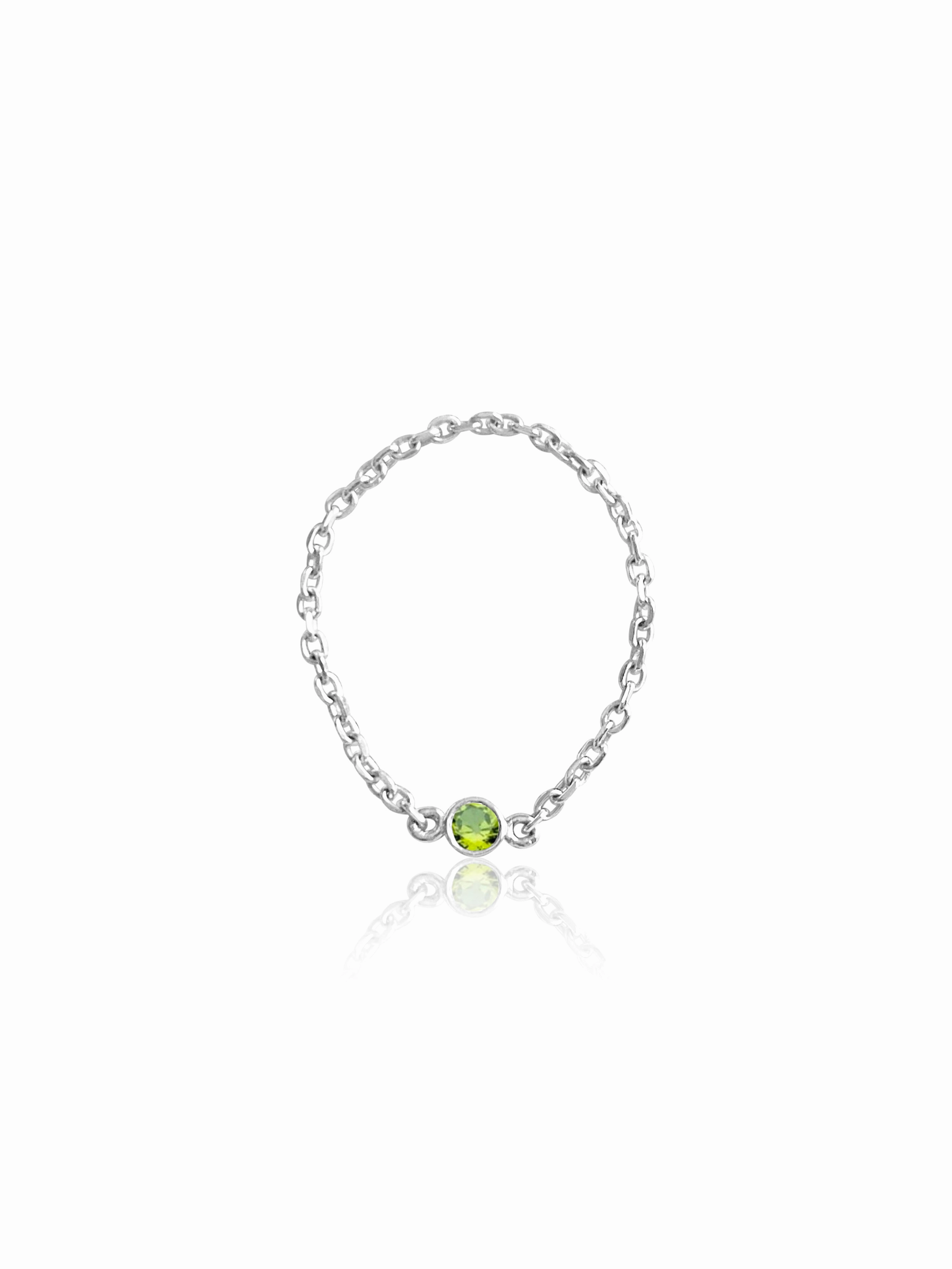 14K Gold Birthstone Soft Chain Ring
