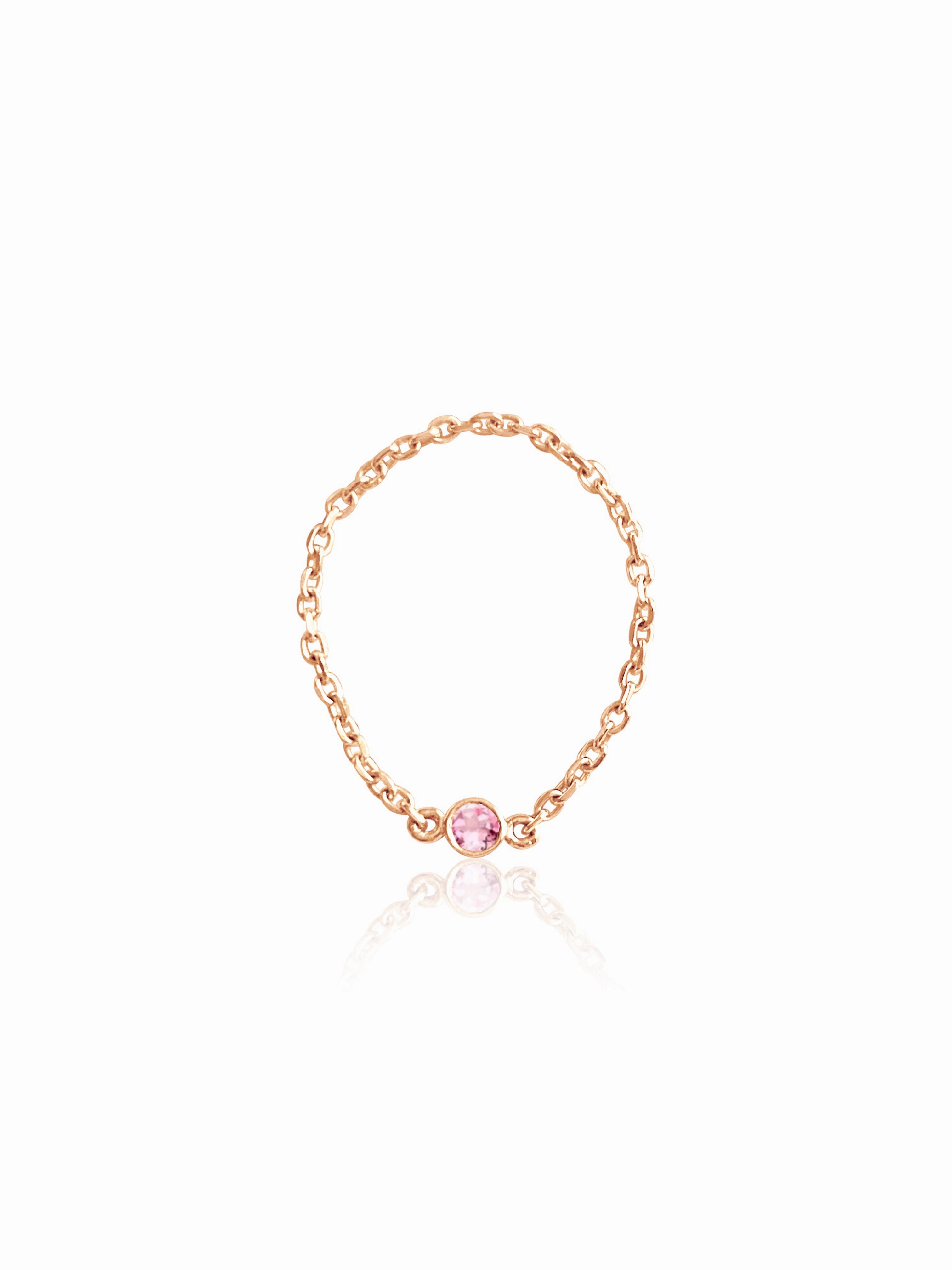14K Gold Birthstone Soft Chain Ring
