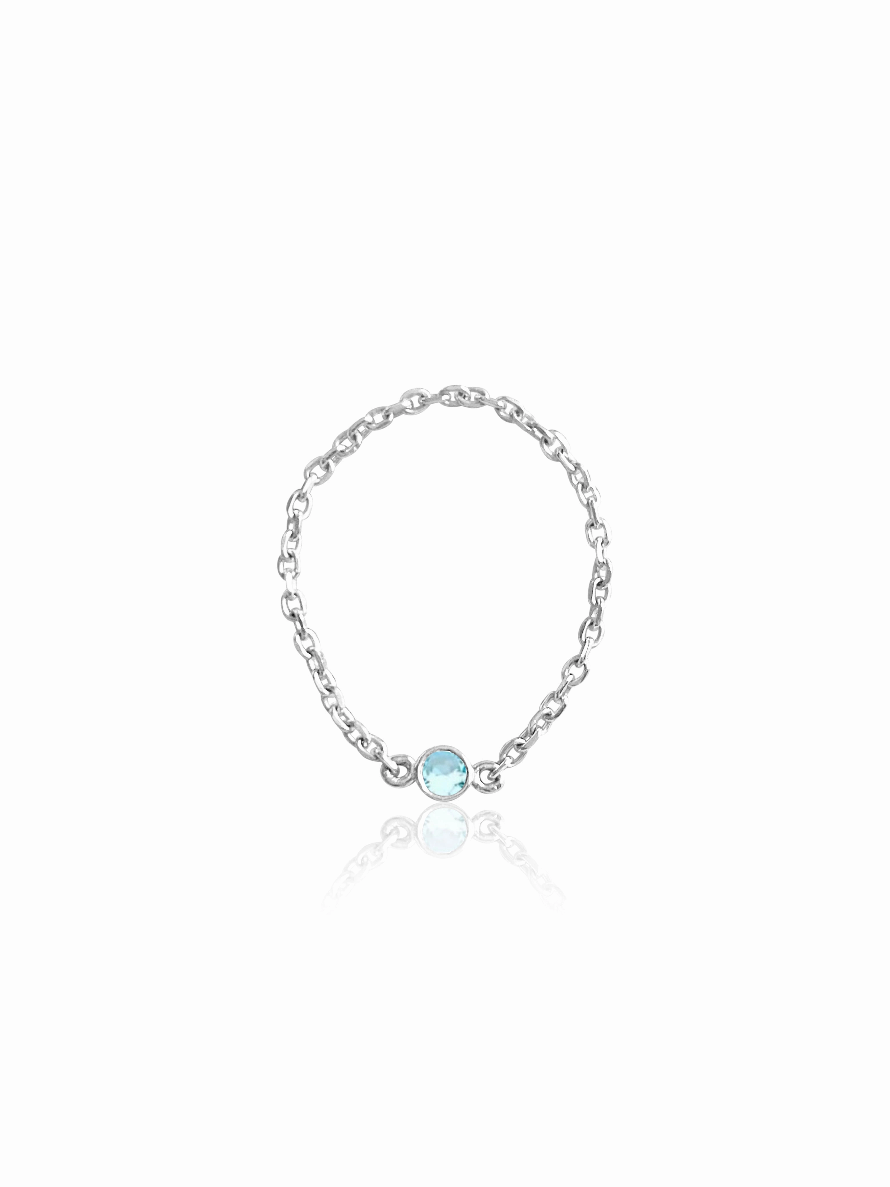 14K Gold Birthstone Soft Chain Ring