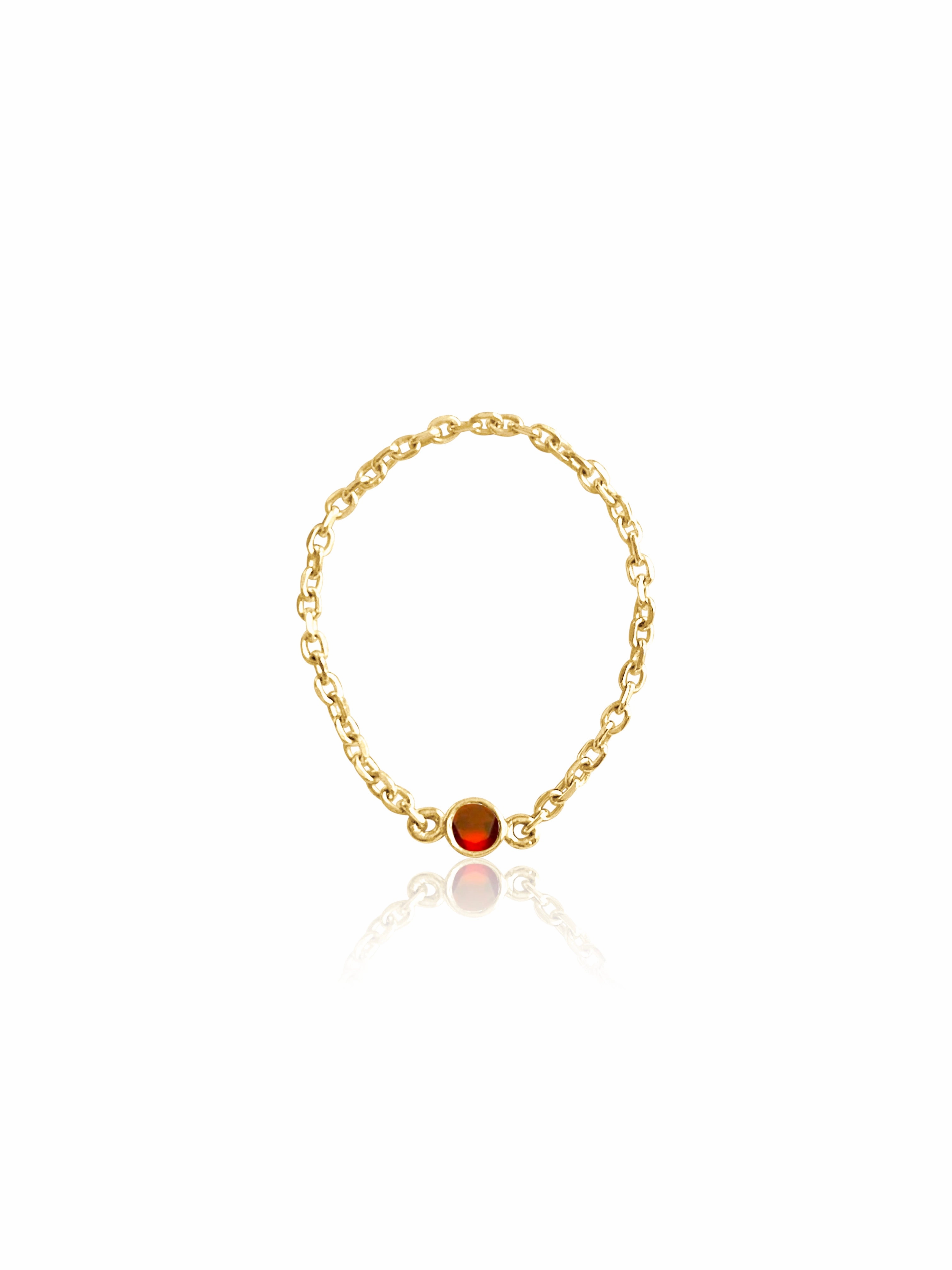 14K Gold Birthstone Soft Chain Ring