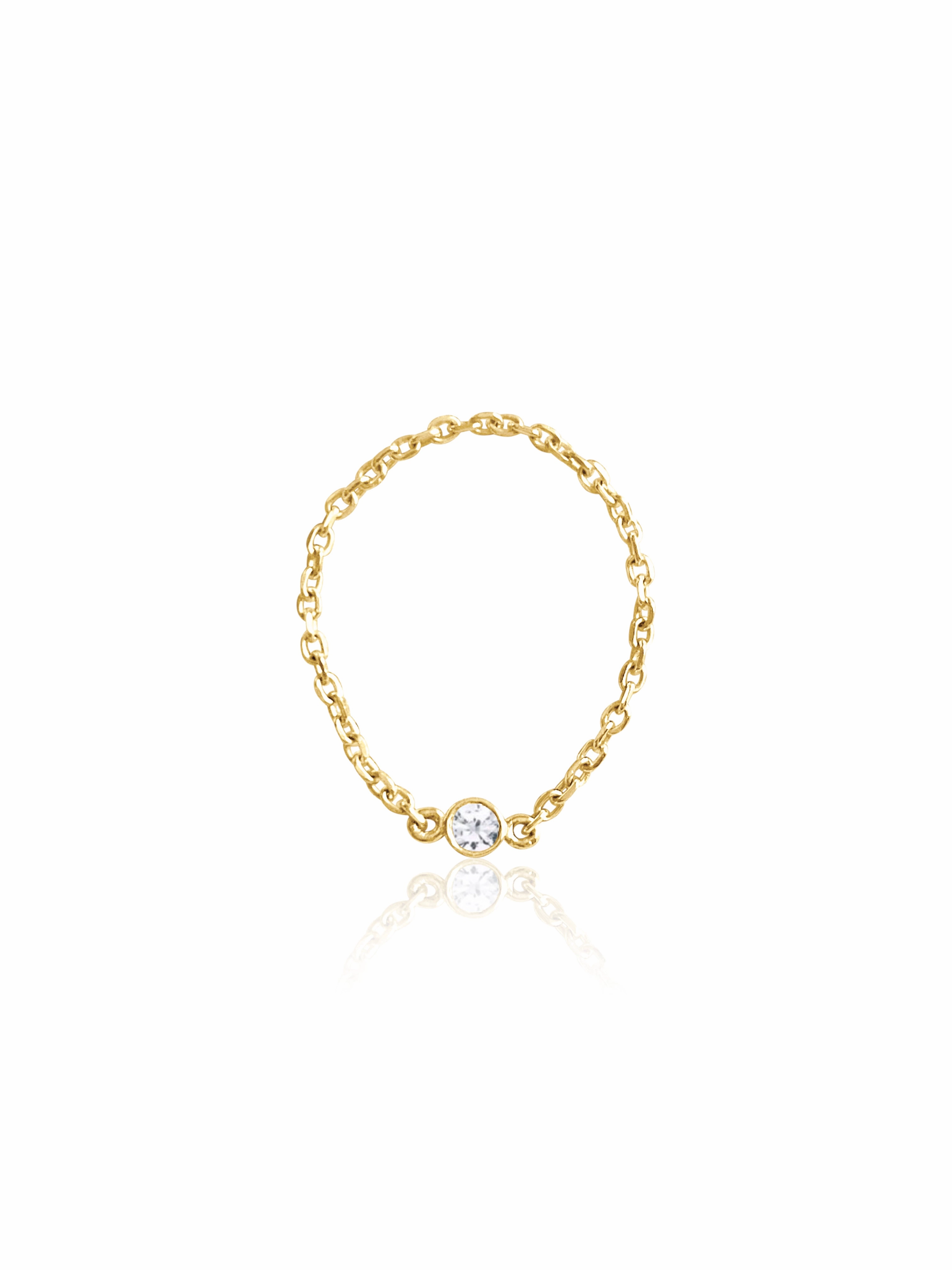 14K Gold Birthstone Soft Chain Ring