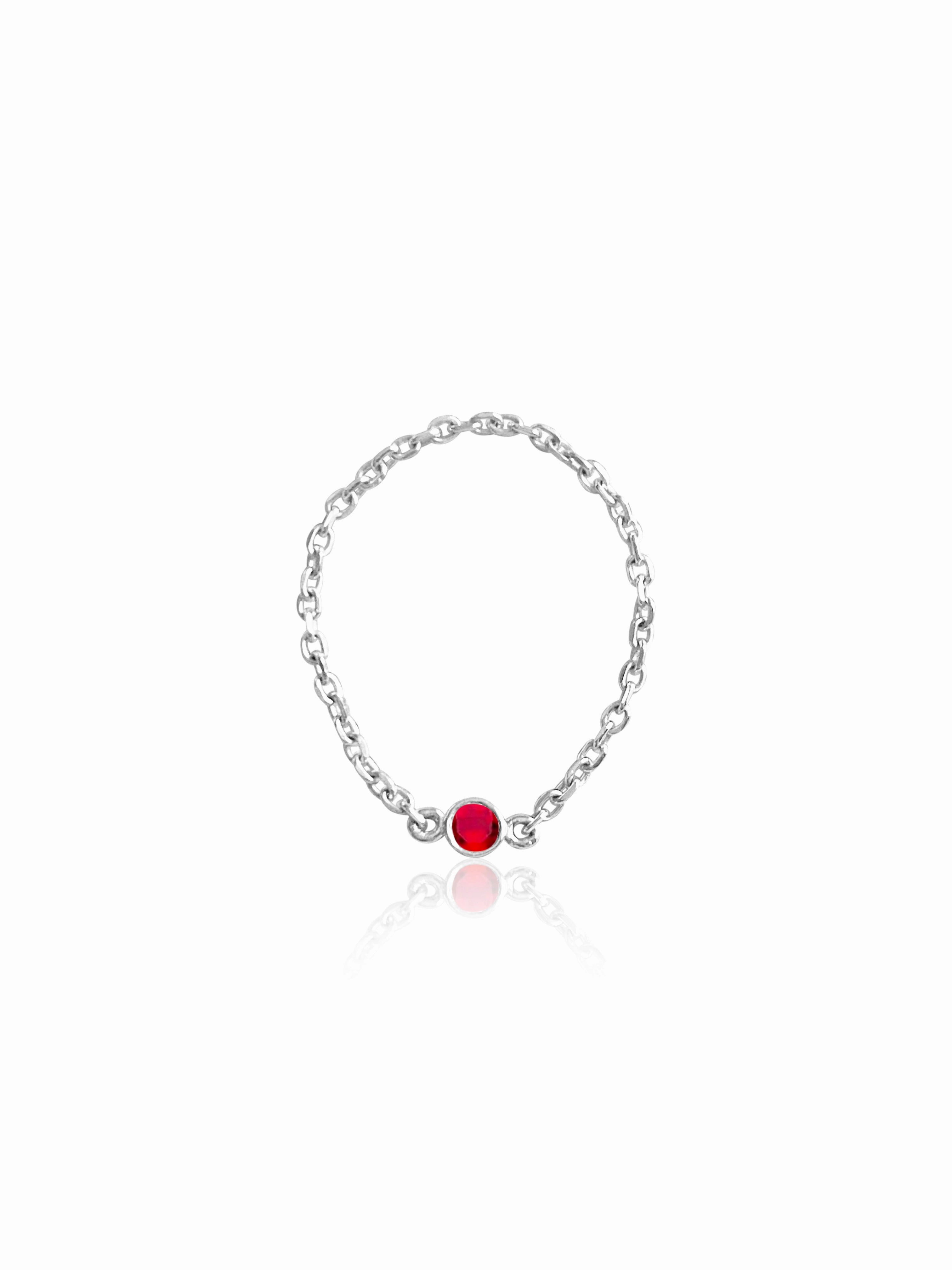 14K Gold Birthstone Soft Chain Ring