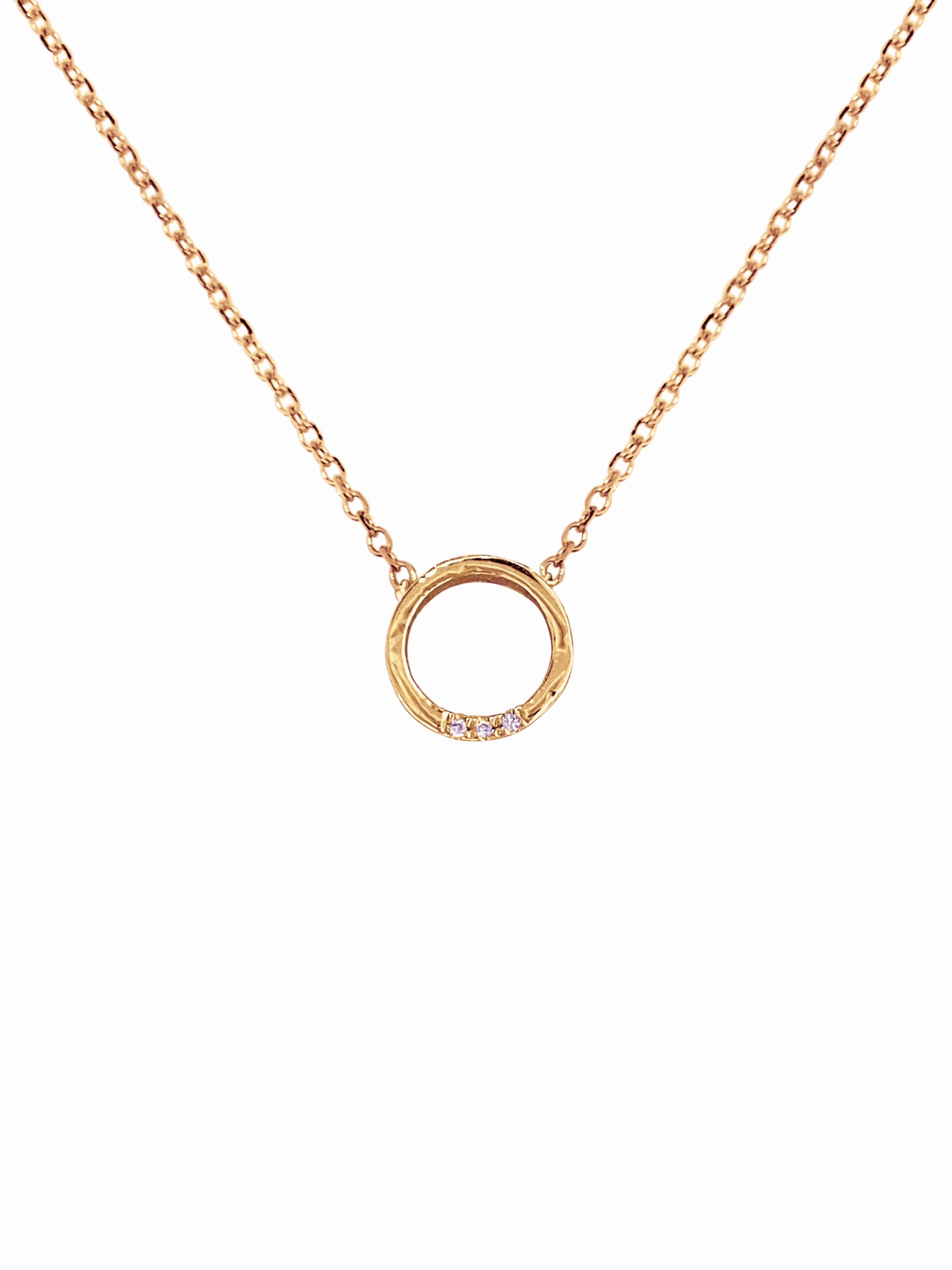 14K Gold Circle Diamond Necklace