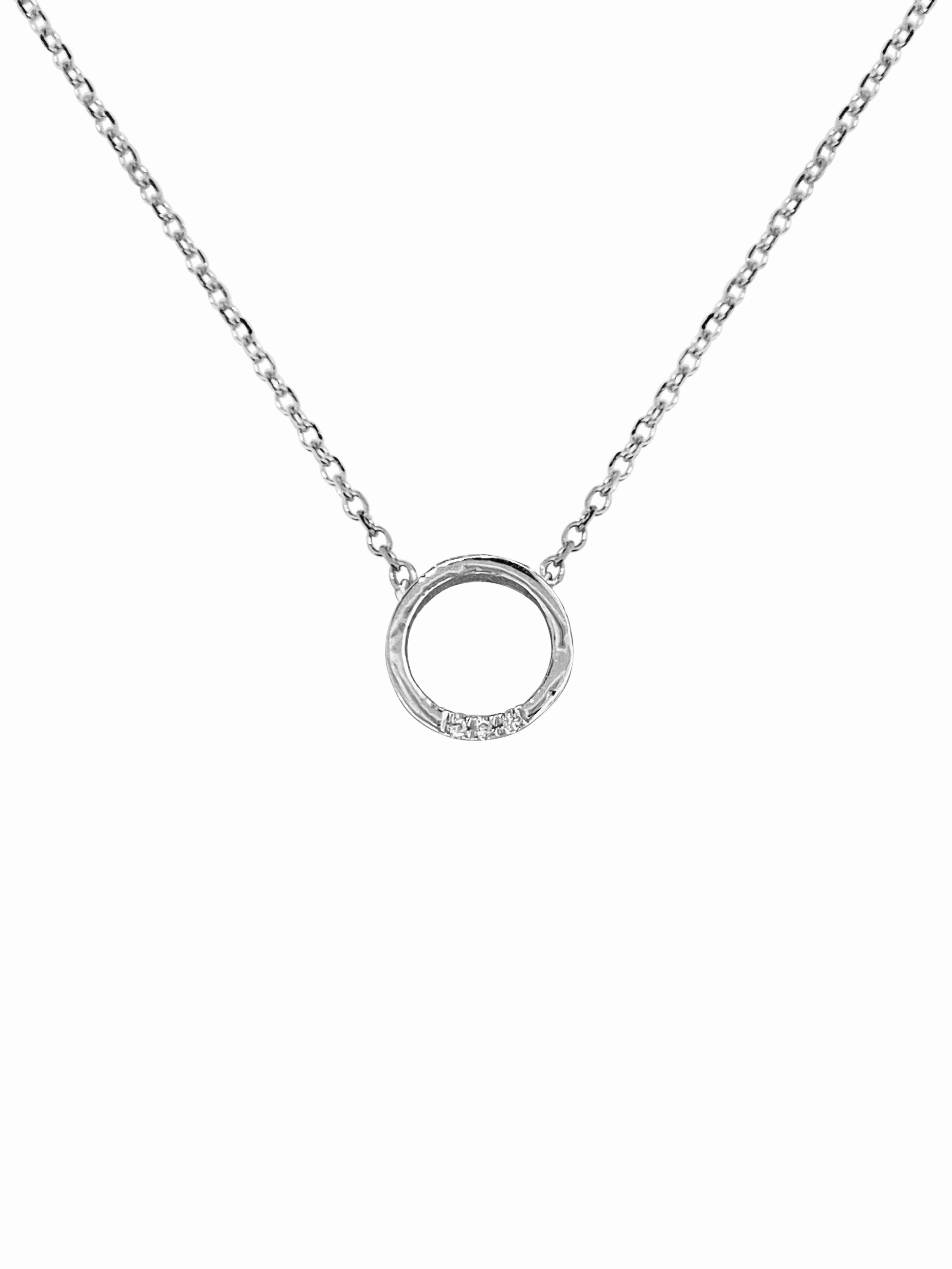 14K Gold Circle Diamond Necklace