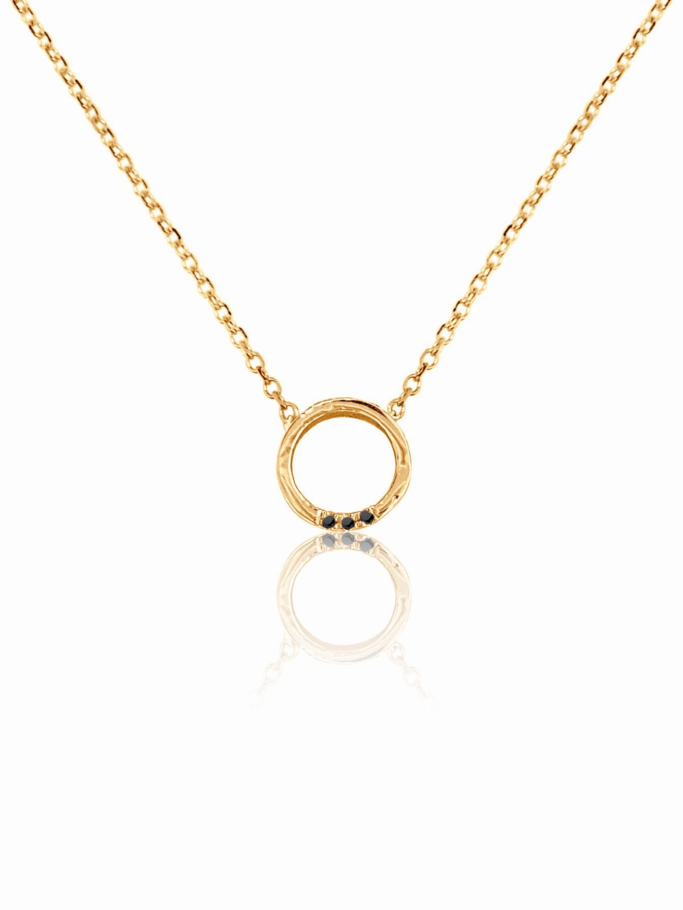 14K Gold Circle Diamond Necklace