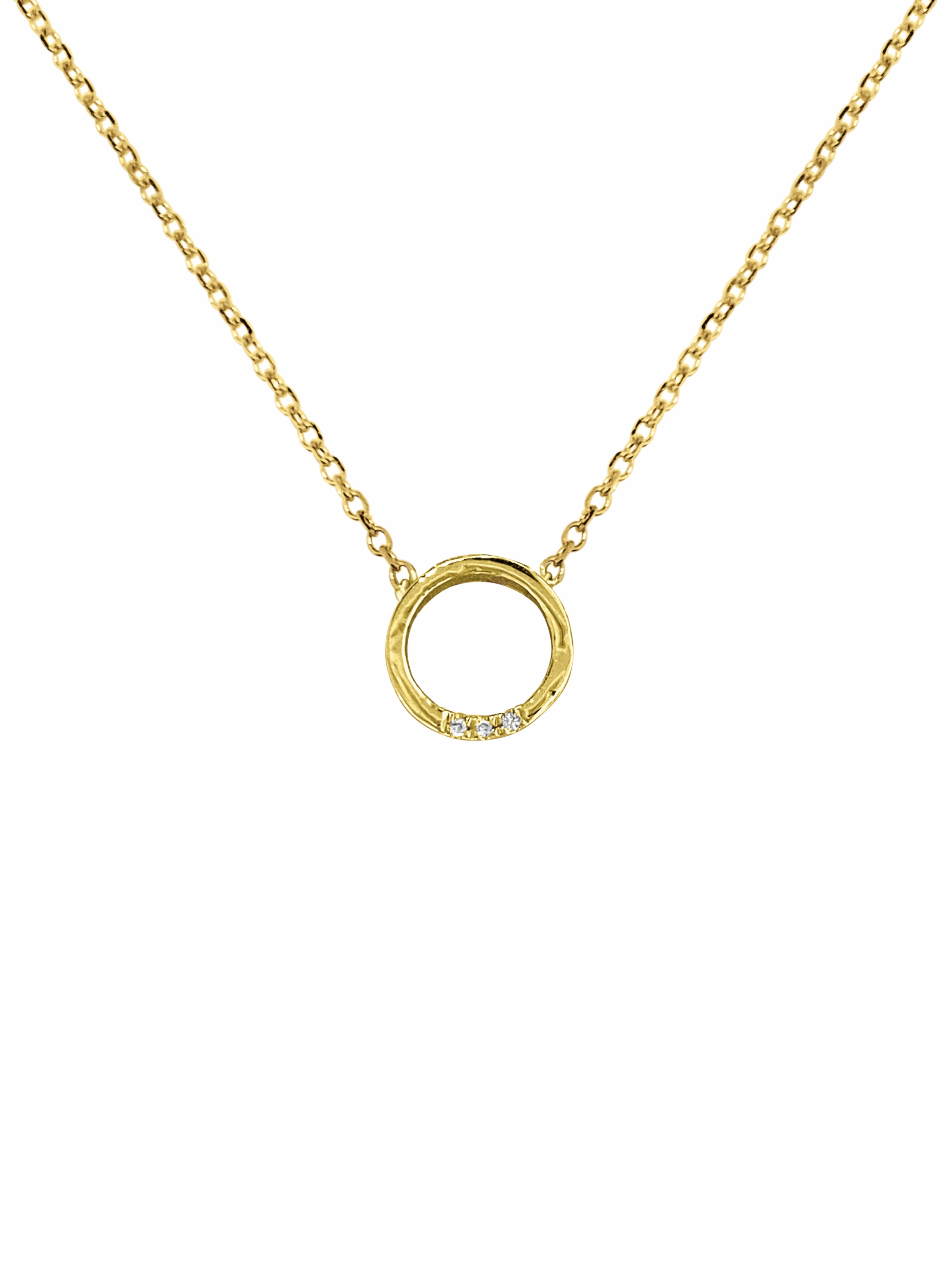 14K Gold Circle Diamond Necklace