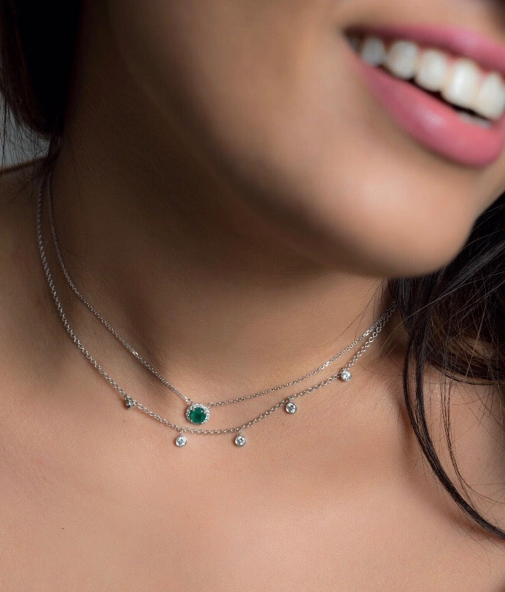 14k Gold Dangling Diamond Necklace