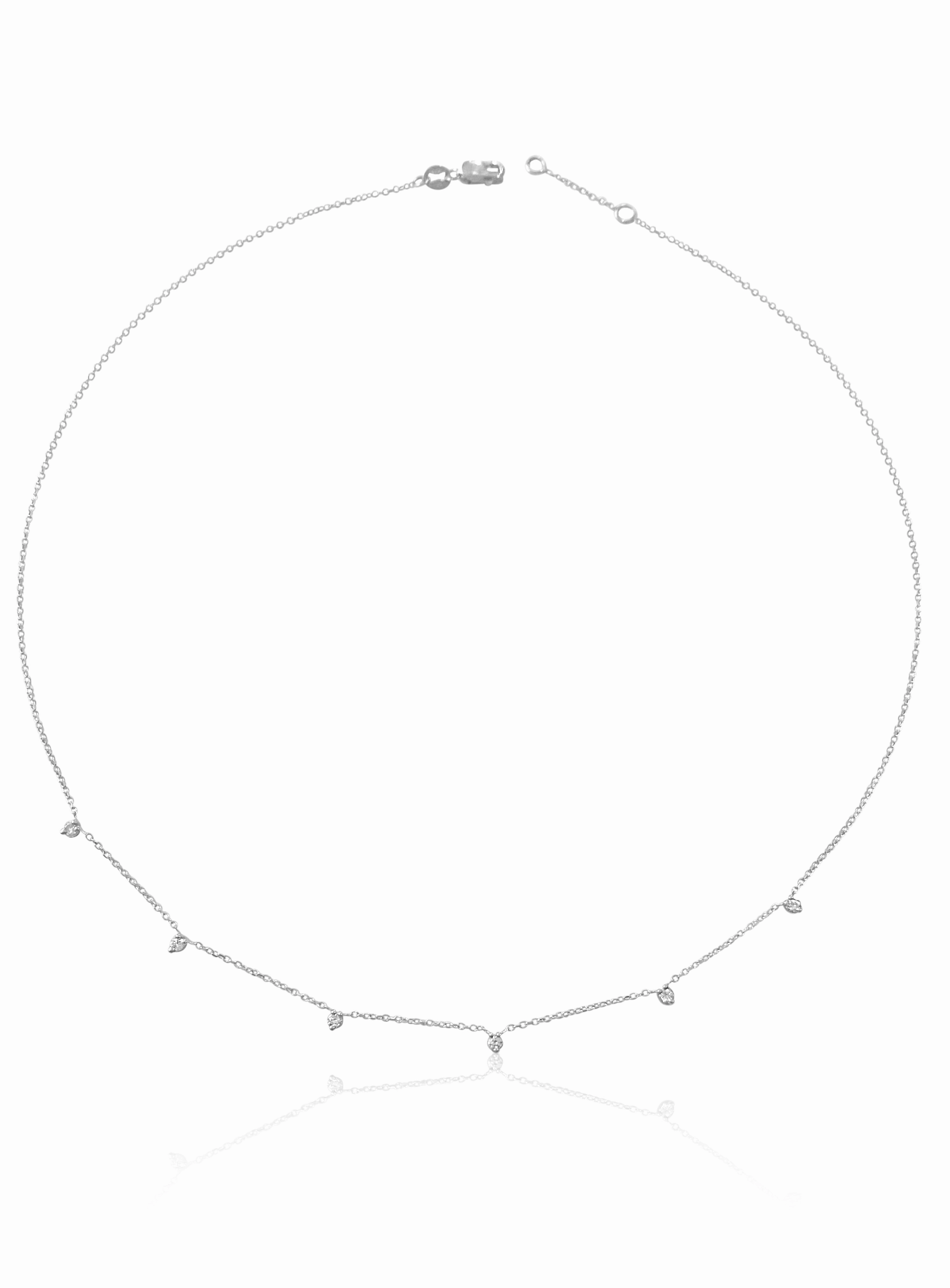 14k Gold Dangling Prong Mini Diamond Necklace