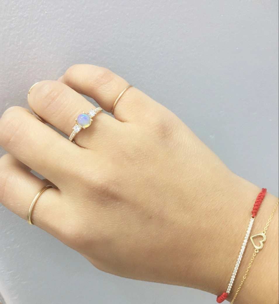 14k Gold Diamond & Opal Ring