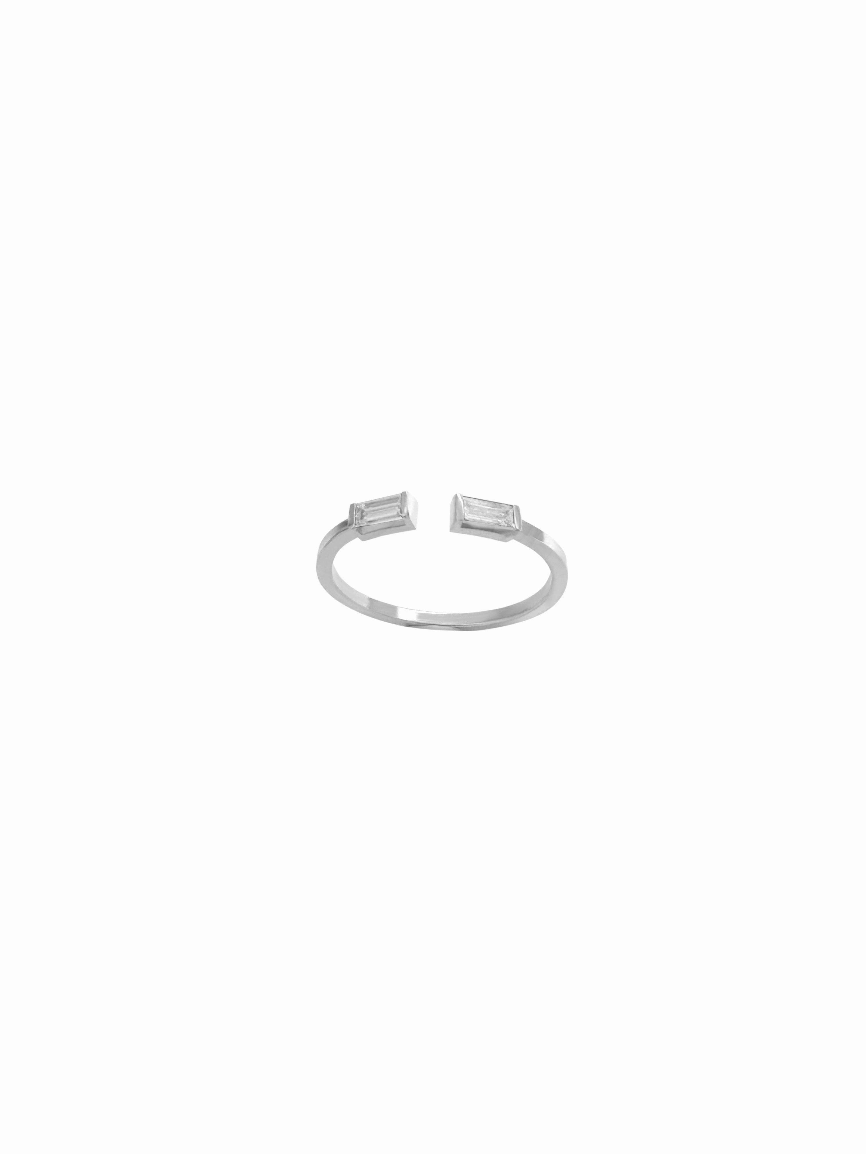 14K Gold Diamond Baguette Open Ring