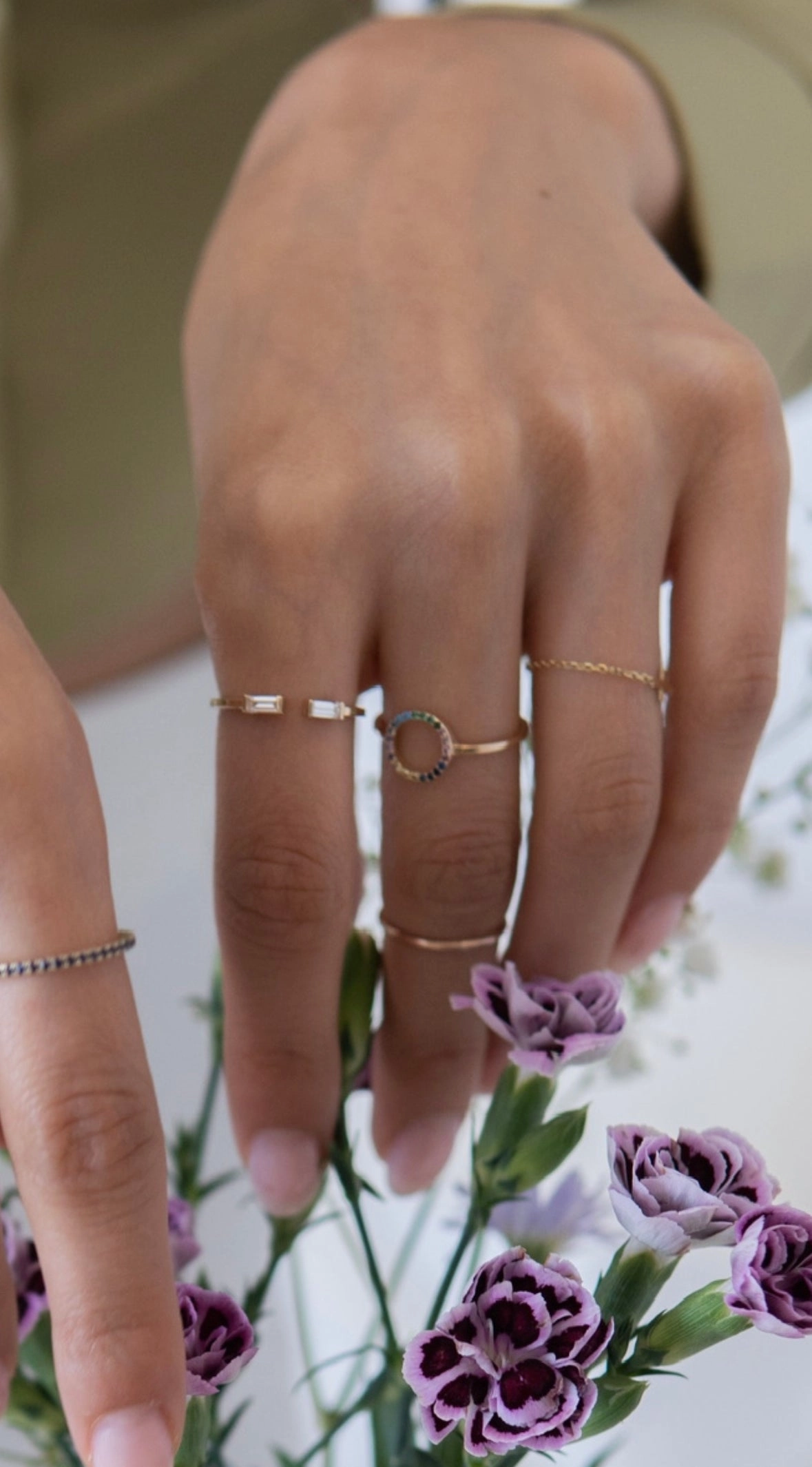 14K Gold Diamond Baguette Open Ring