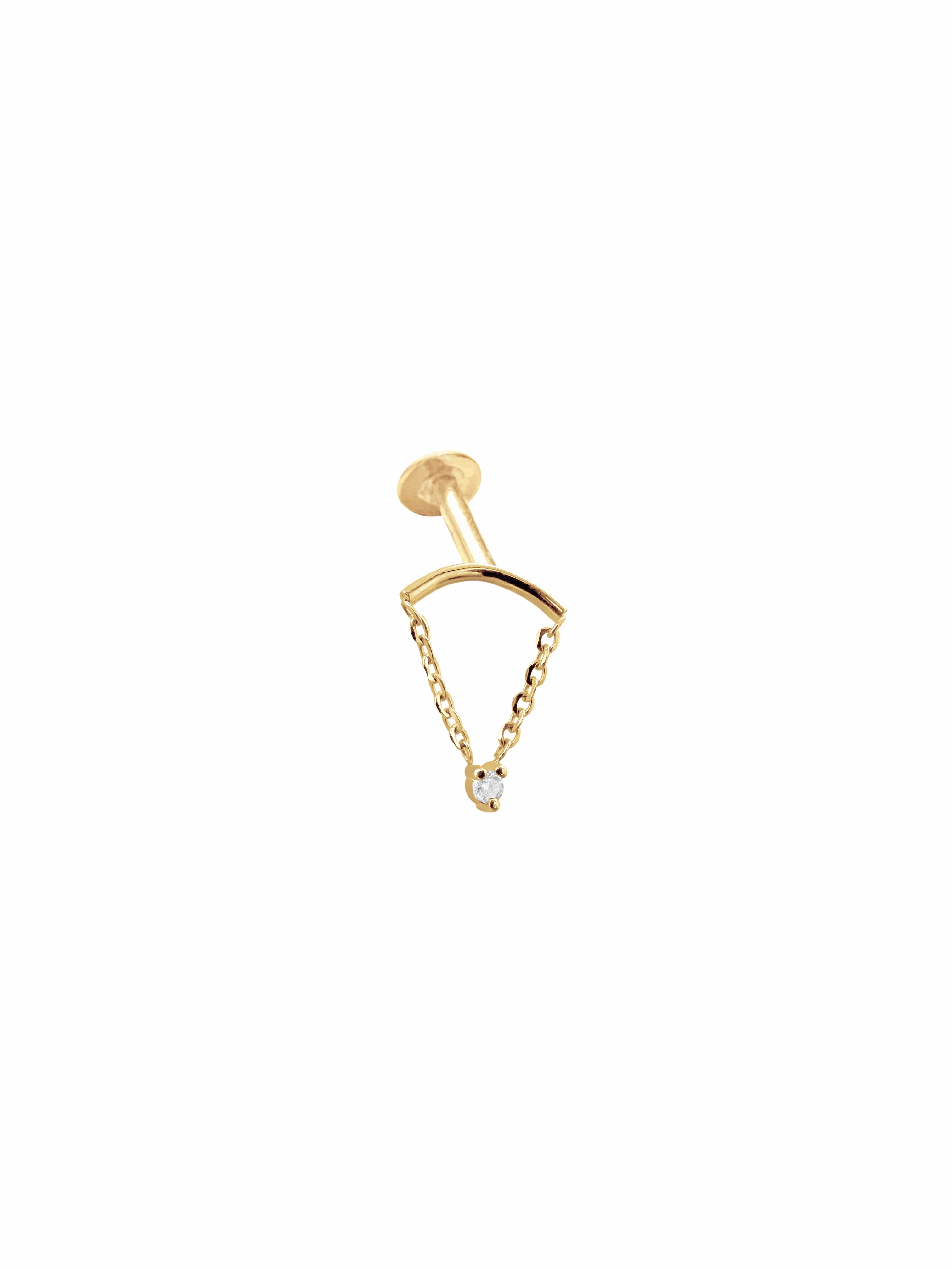 14K Gold Diamond Chain Flat Back