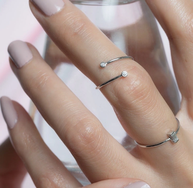 14K Gold Diamond Coil Ring