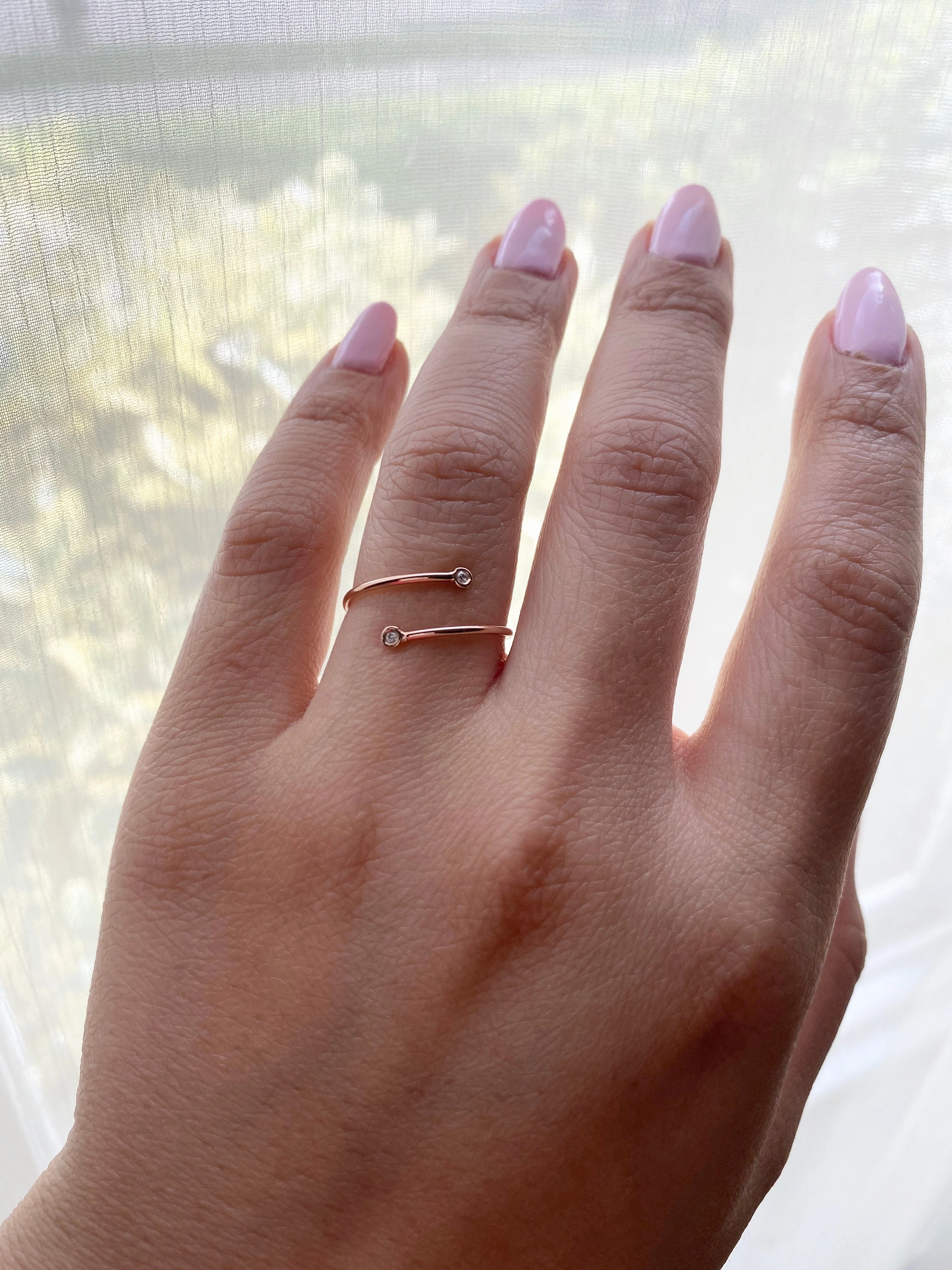 14K Gold Diamond Coil Ring