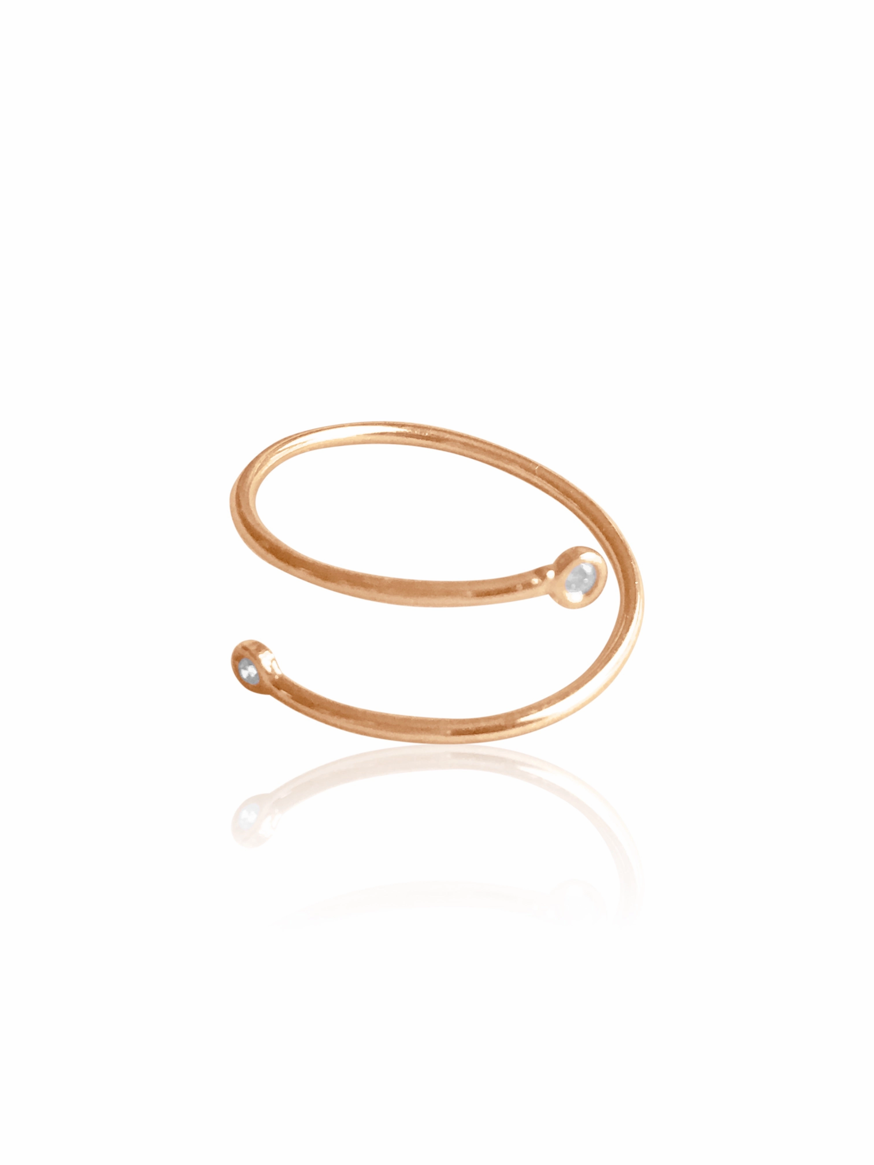 14K Gold Diamond Coil Ring