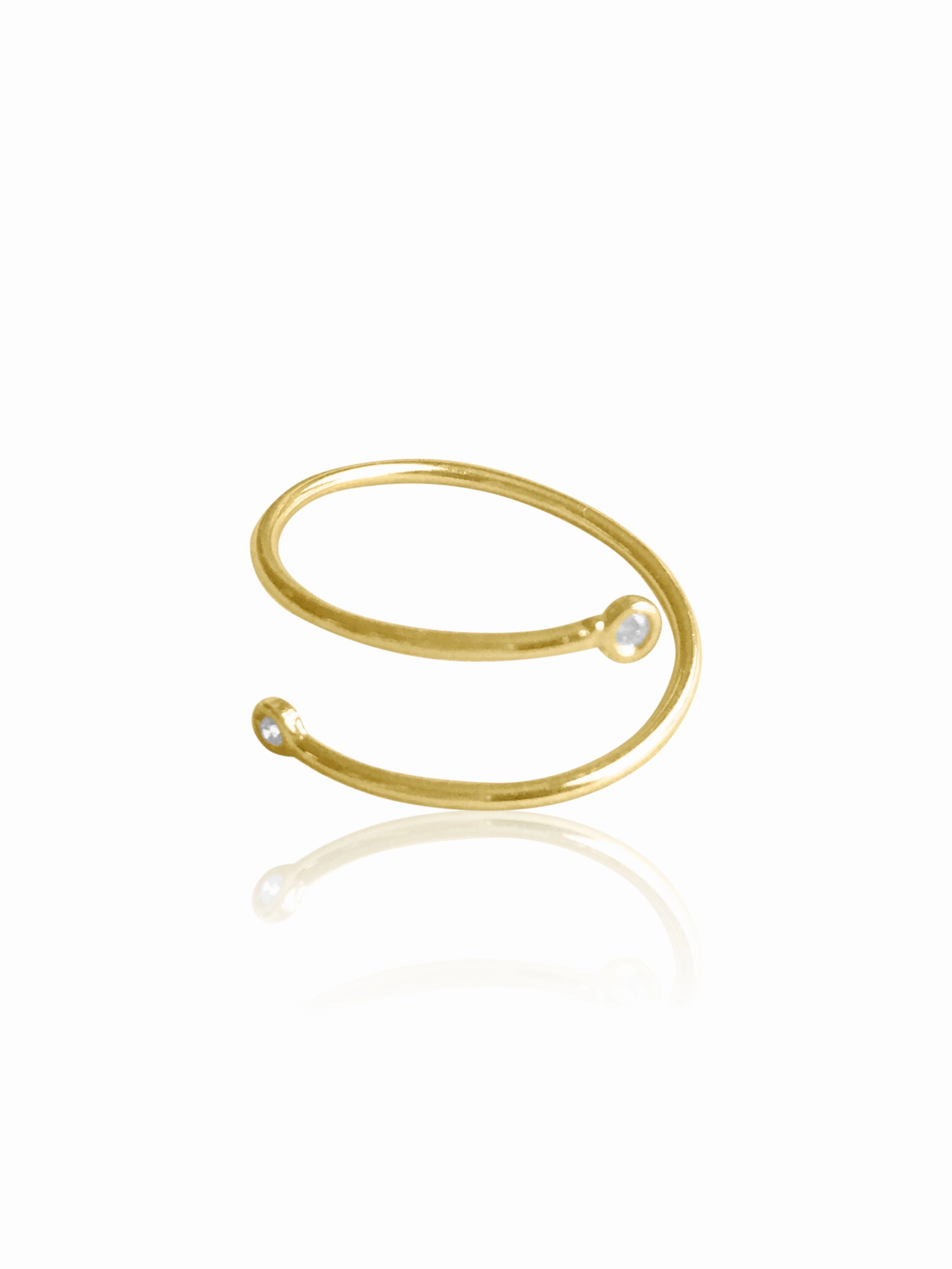14K Gold Diamond Coil Ring